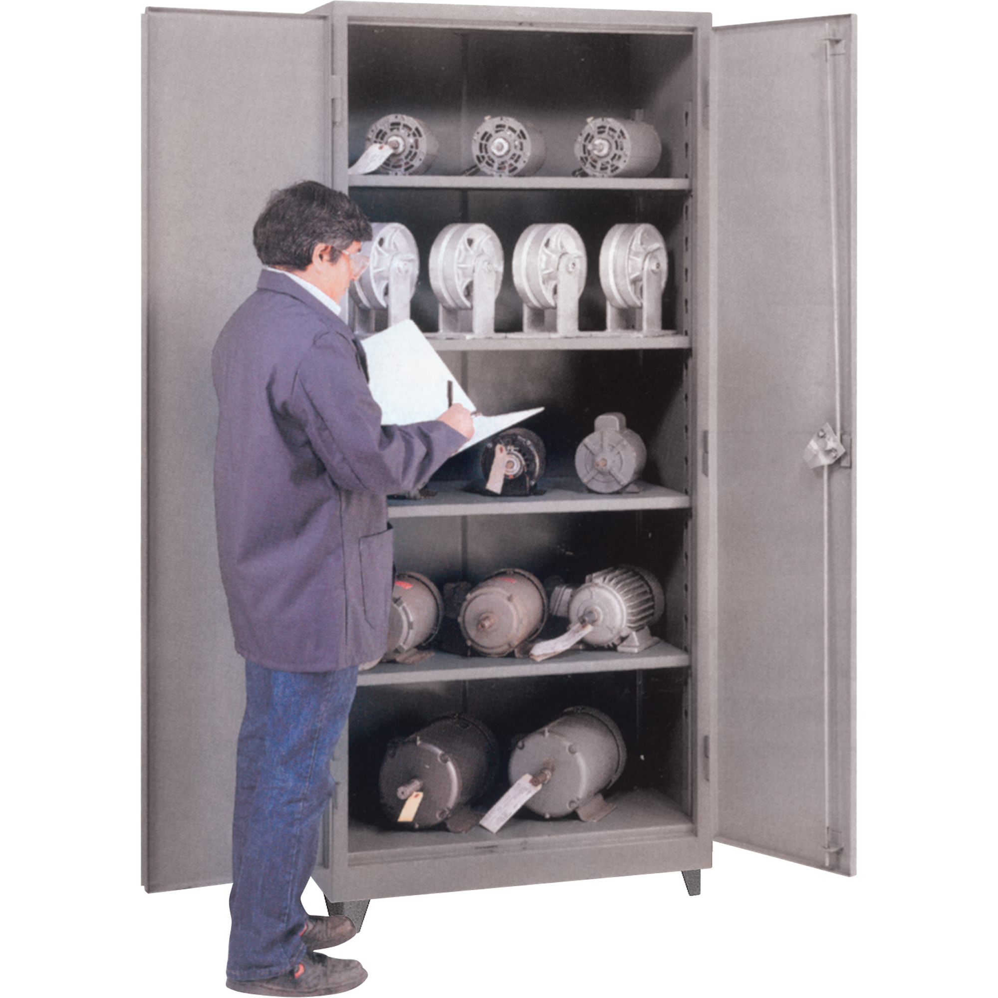 Armoires à calibre élevé, Acier, 3 Tablettes, 60" h x 36" la x 21" P, Gris