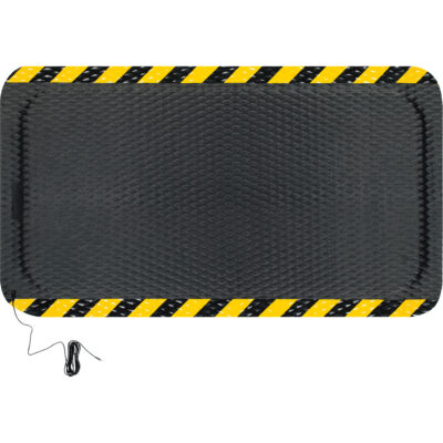 Tapis conductible Hog Heaven, 3' la x 5' lo, 5/8" Épaisseur, Noir/Jaune, Nitrile