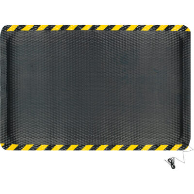 Tapis conductible Hog Heaven, 4' la x 6' lo, 5/8" Épaisseur, Noir/Jaune, Nitrile