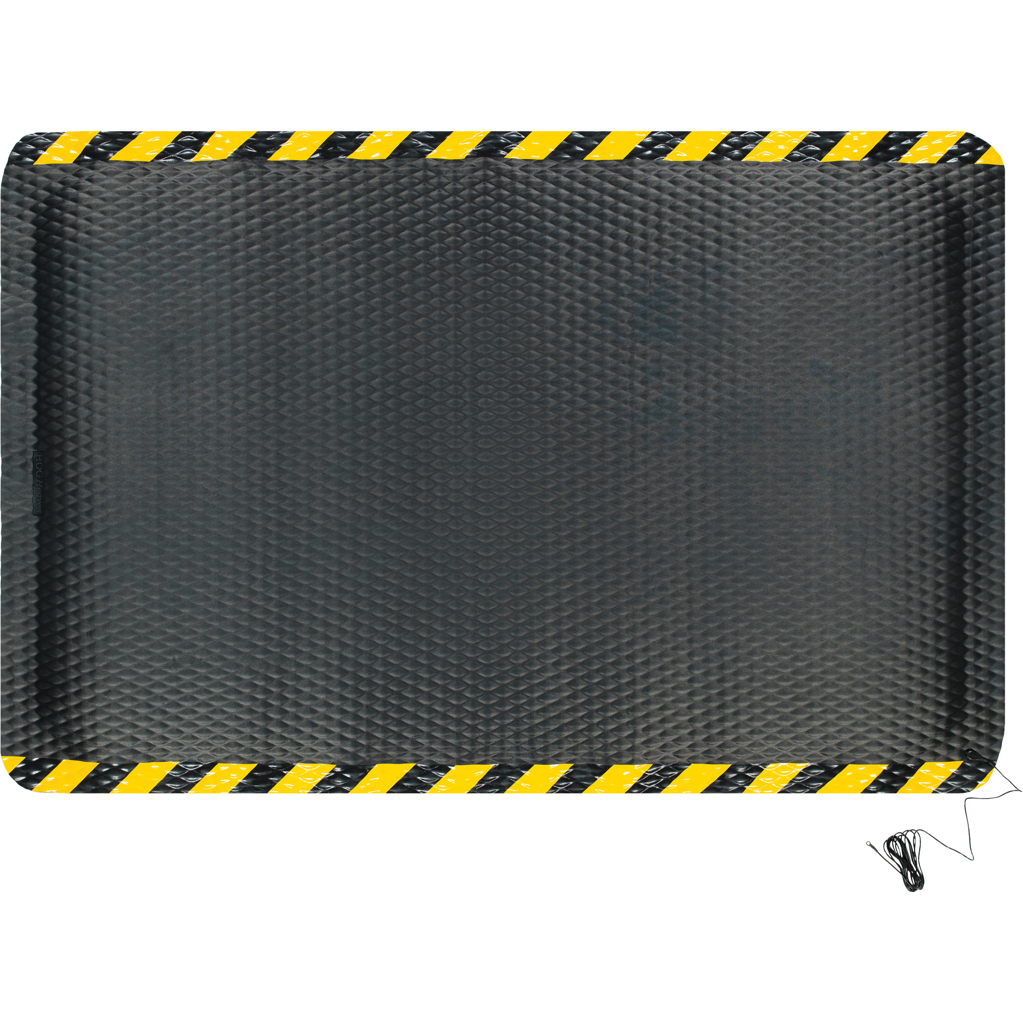 Ensemble de tapis conductible Hog Heaven, 4' la x 6' lo, 7/8" Épaisseur, Noir/Jaune, Nitrile