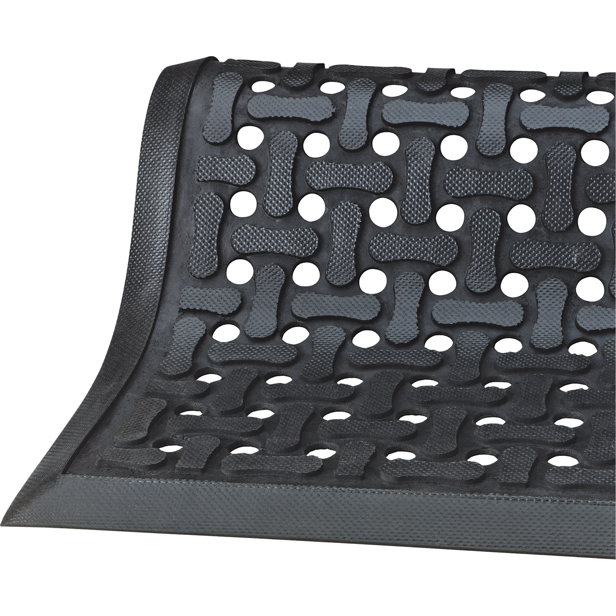 Tapis Comfort FlowMC, À fentes, 2-83/100' x 9-1/12' x 3/8", Noir, Nitrile