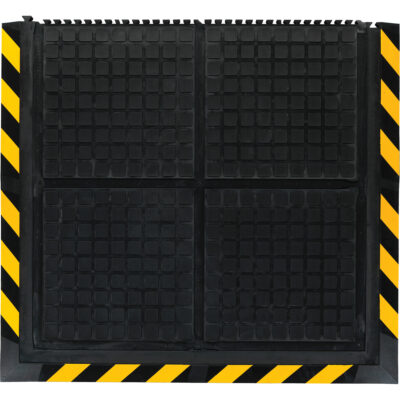 Tapis de milieu à liaison Hog Heaven III Comfort, Ondulé, 3' x 3-3/5' x 3/4", Noir/Jaune, Nitrile