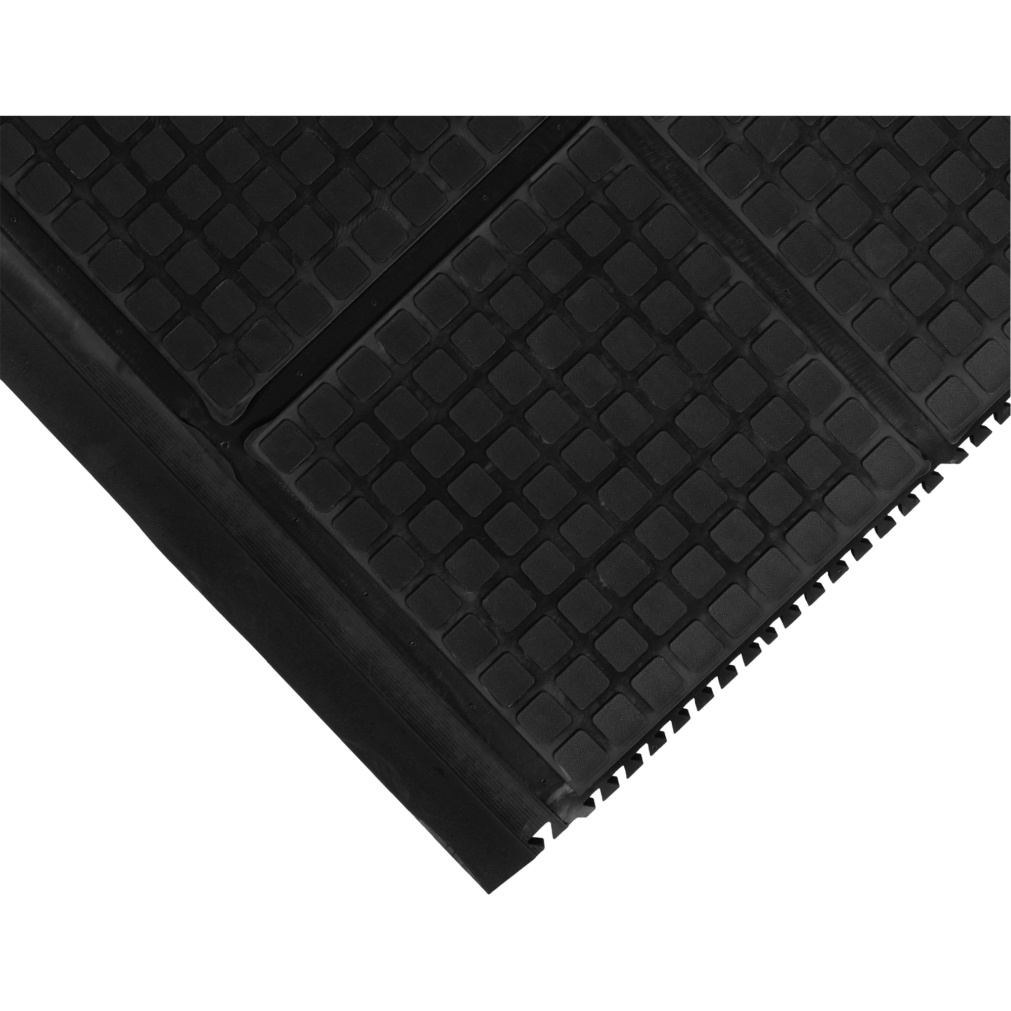 Tapis d’extrémité à liaison confortables Hog Heaven III, Ondulé, 3-1/3' x 3-3/5' x 3/4", Noir, Nitrile