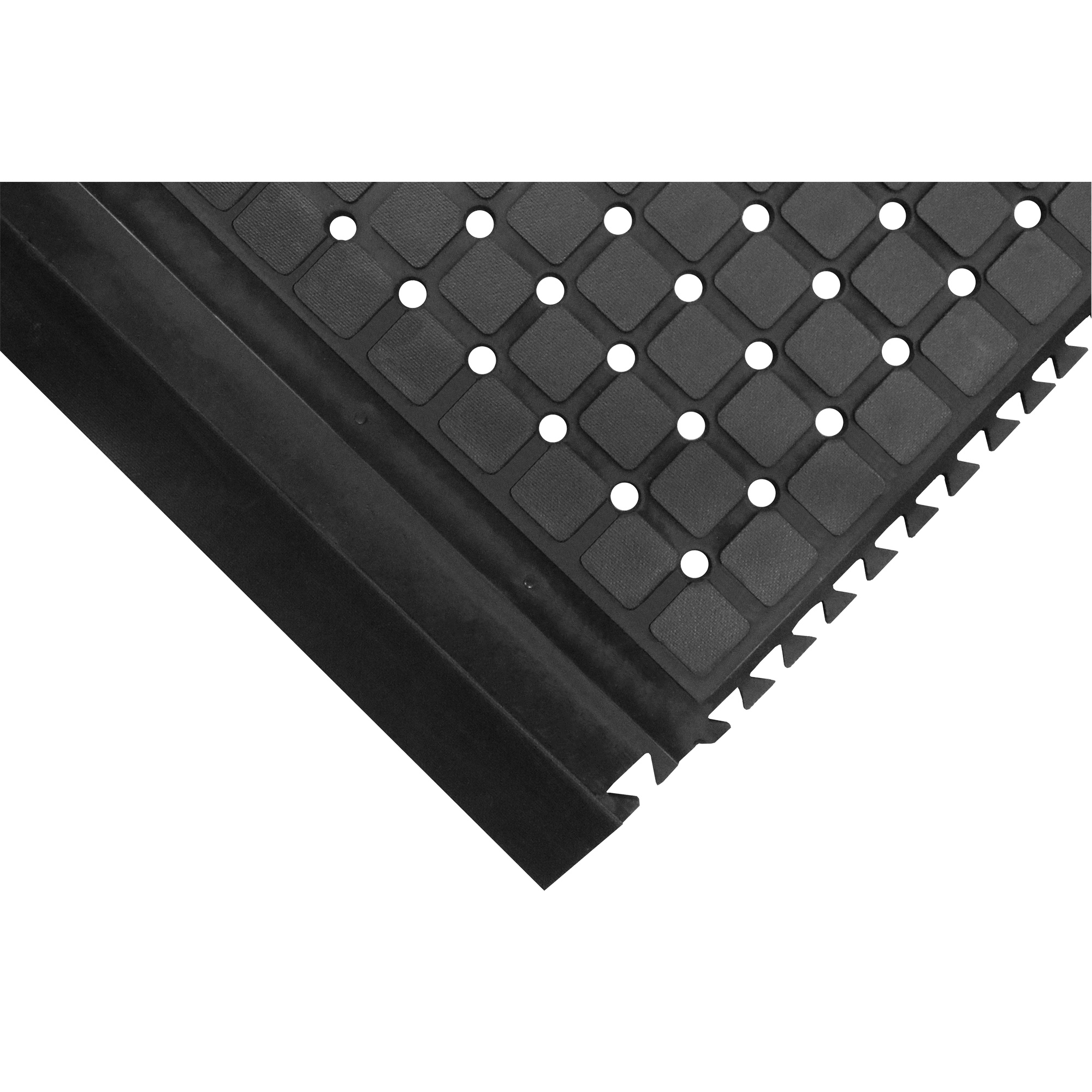 Tapis d’extrémité drainant à liaison Hog Heaven III, Ondulé, 3-1/3' x 3-2/3' x 3/4", Noir, Nitrile