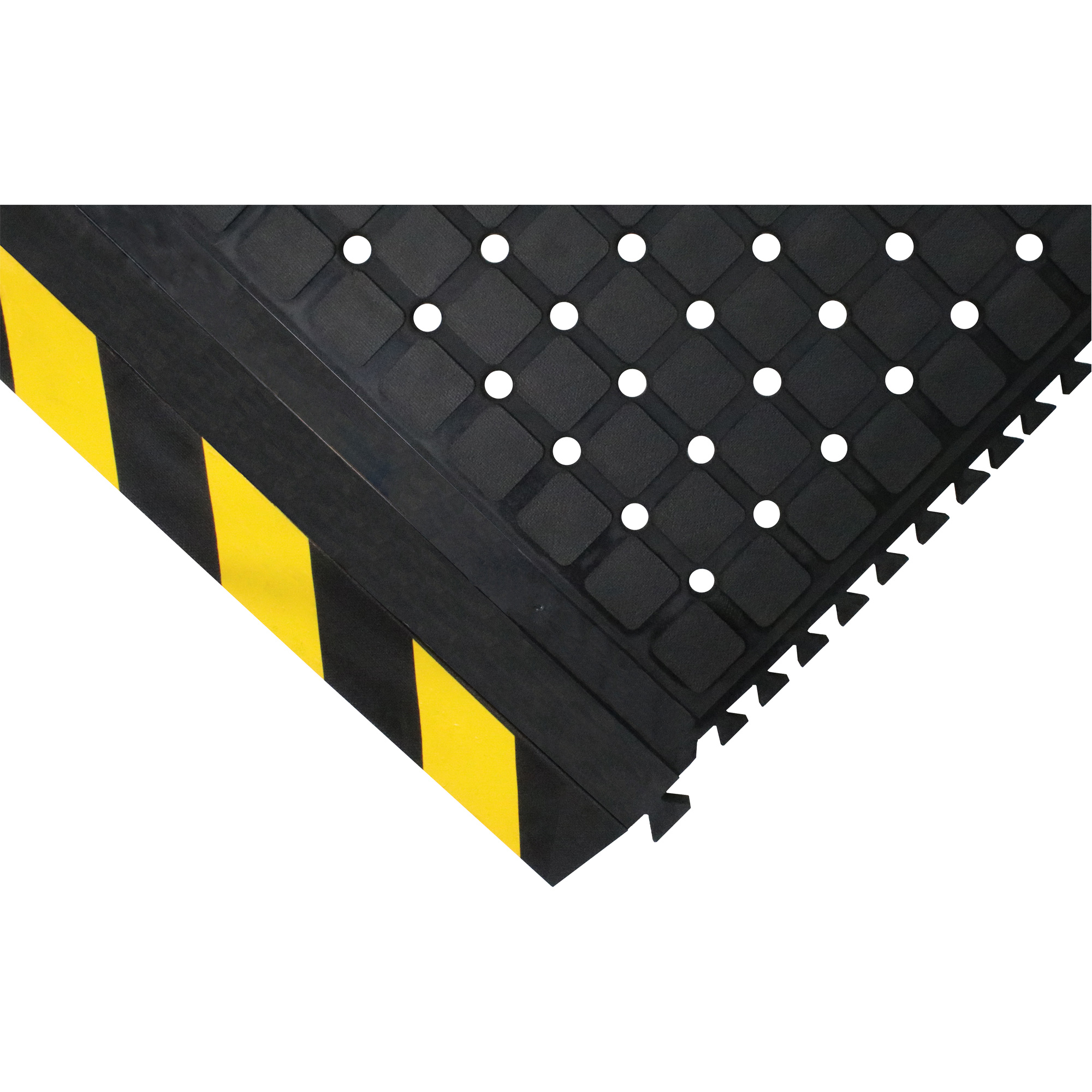 Tapis d’extrémité drainant à liaison Hog Heaven III, Ondulé, 3-1/3' x 3-2/3' x 3/4", Noir/Jaune, Nitrile