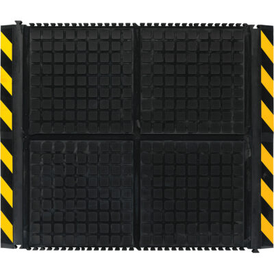 Tapis d’extrémité à liaison confortables Hog Heaven III, Ondulé, 3-1/3' x 3-3/5' x 3/4", Noir/Jaune, Nitrile