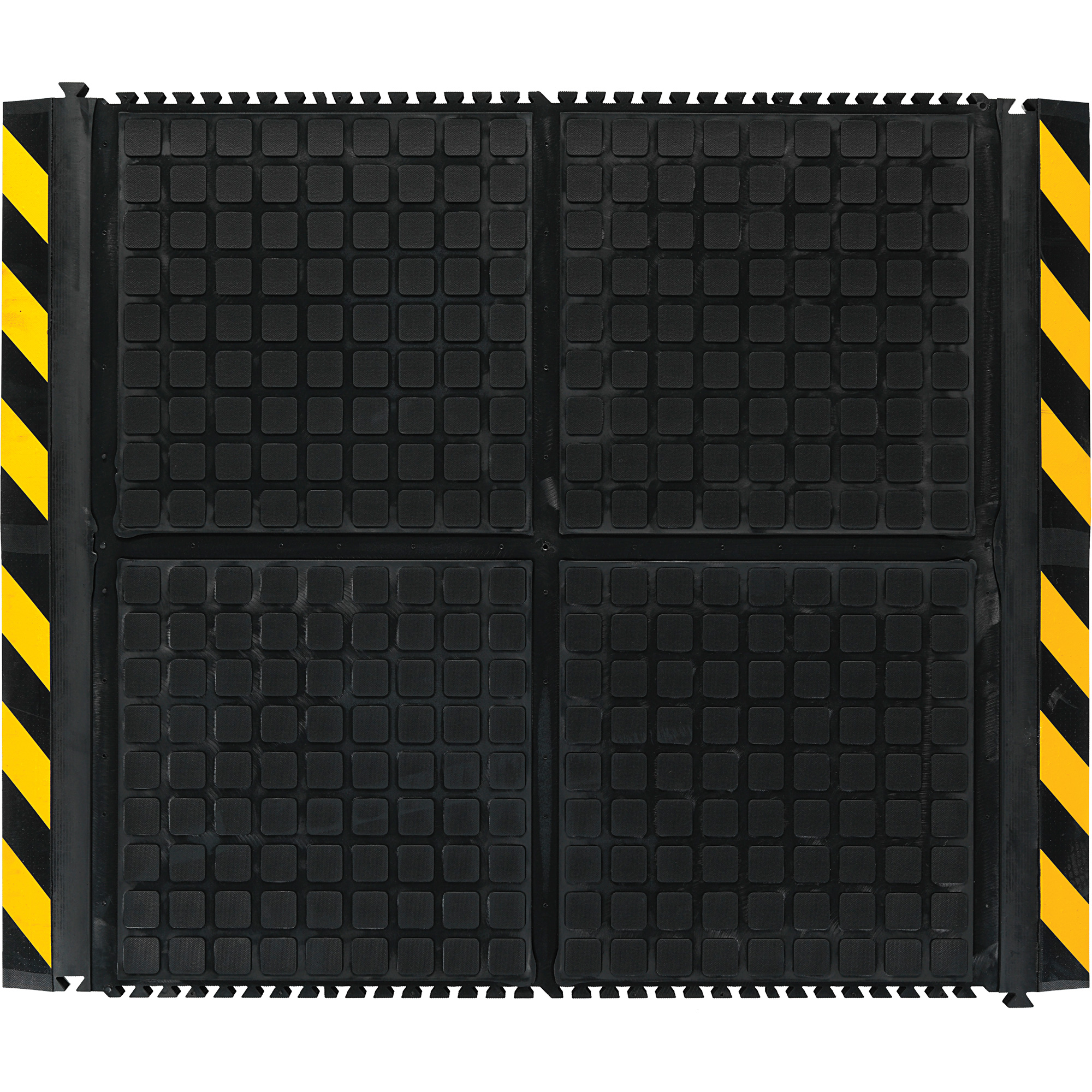 Tapis d’extrémité à liaison confortables Hog Heaven III, Ondulé, 3-1/3' x 3-3/5' x 3/4", Noir/Jaune, Nitrile