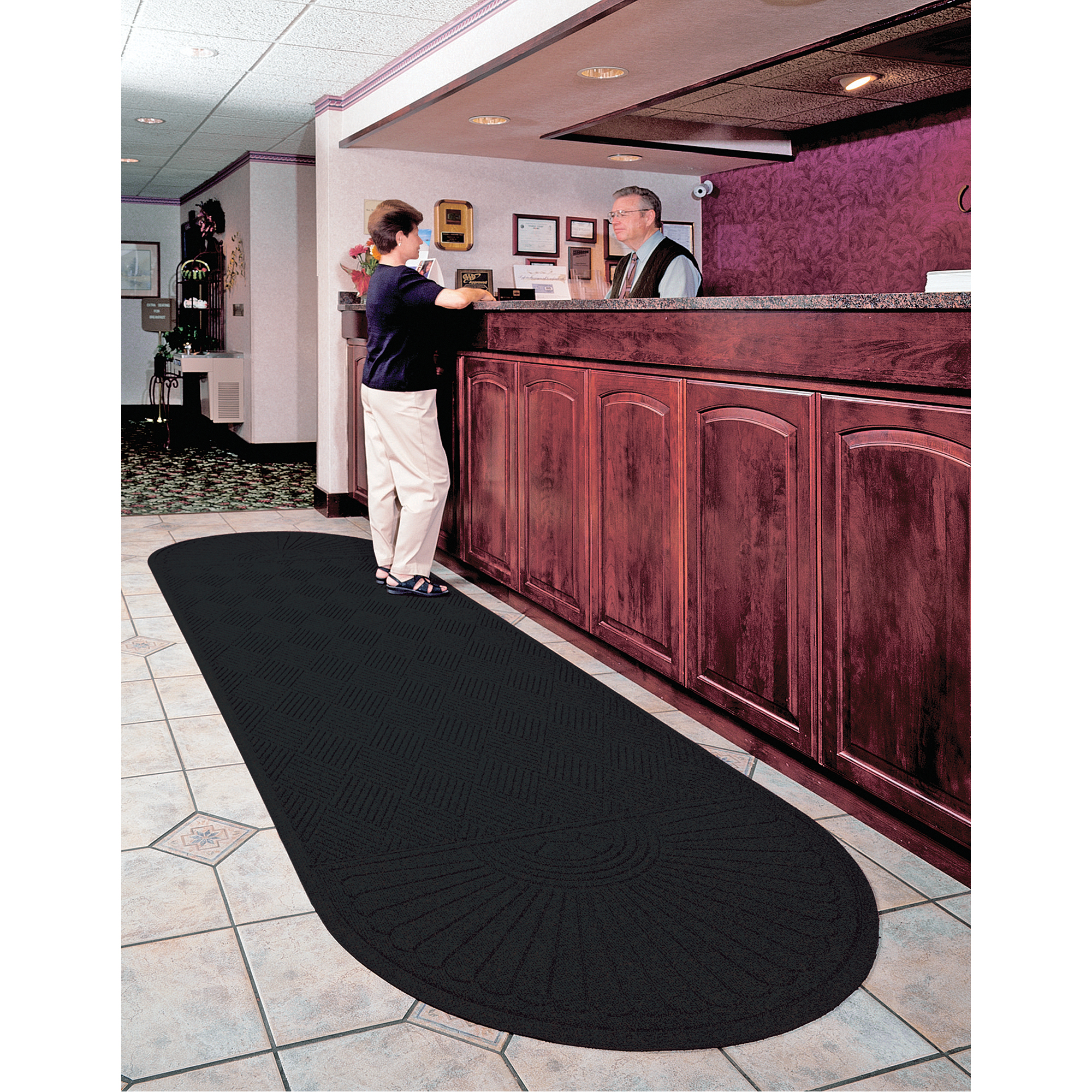 Tapis WaterhogMD Eco Grand Premier, Essuie-pieds/grattoir, 4' x 12' x 3/8", Fumée noire