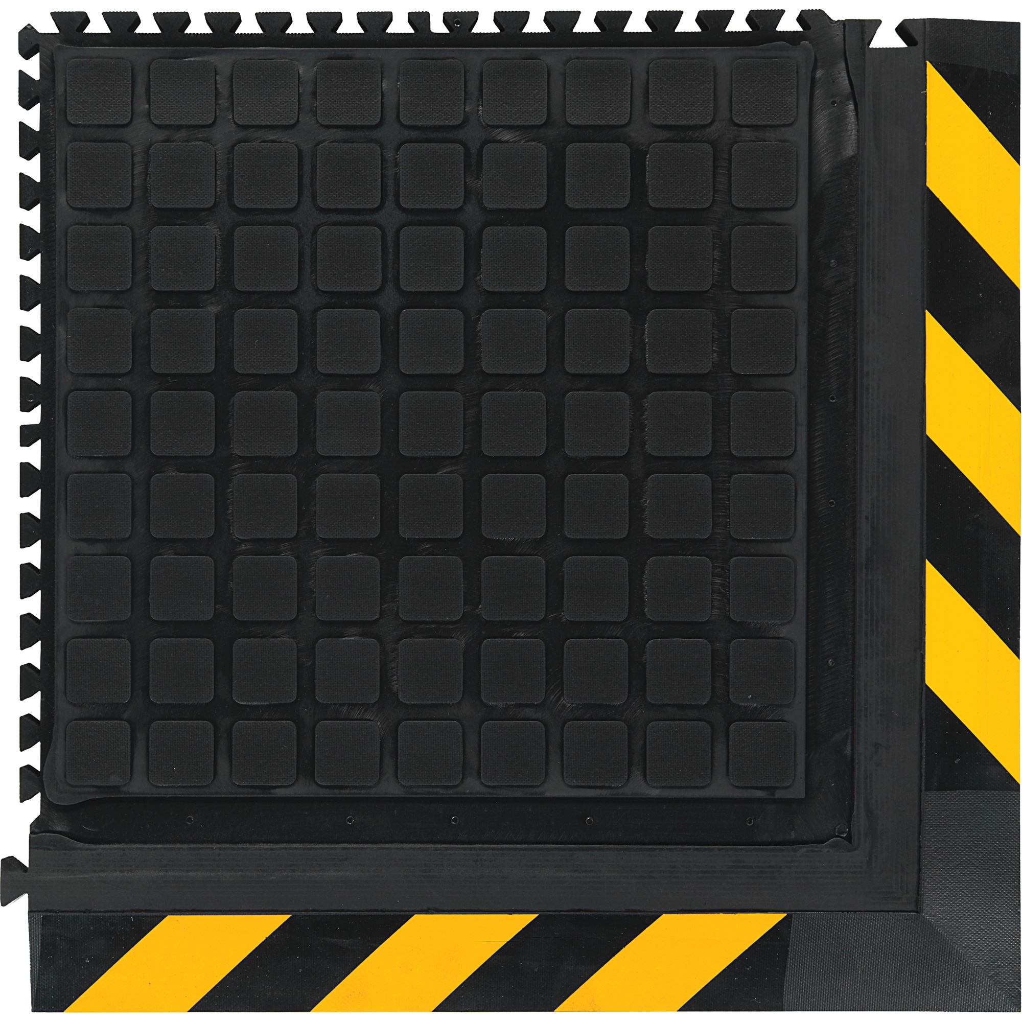 Tuile de coin modulaire Hog Heaven III Comfort, Ondulé, 1-4/5' x 1-4/5' x 3/4", Noir/Jaune, Nitrile