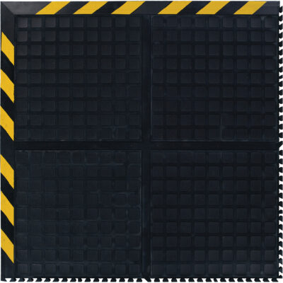 Tuile de coin modulaire Hog Heaven III Comfort, Ondulé, 3-1/3' x 3-1/3' x 3/4", Noir/Jaune, Nitrile