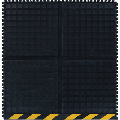 Tuile latérale modulaire Hog Heaven III Comfort, Ondulé, 3' x 3-1/3' x 3/4", Noir/Jaune, Nitrile