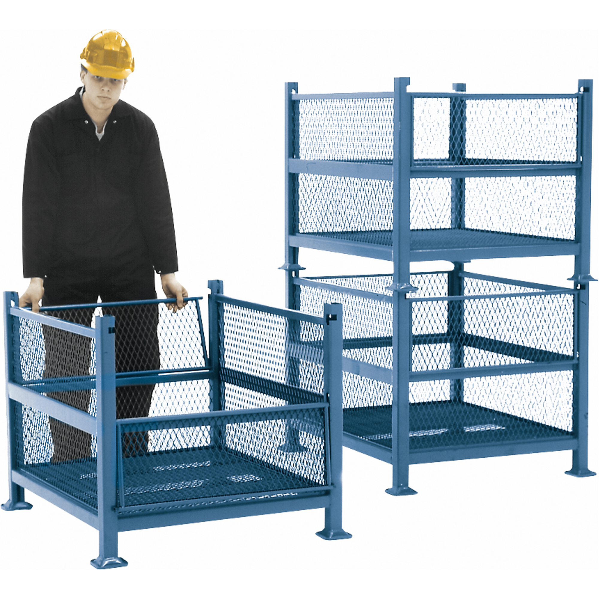 Conteneurs en métal grillagé, 2 panneaux repliables, Capacité 2500 lb, 34,5" la x 40,5" p x 32,25" h
