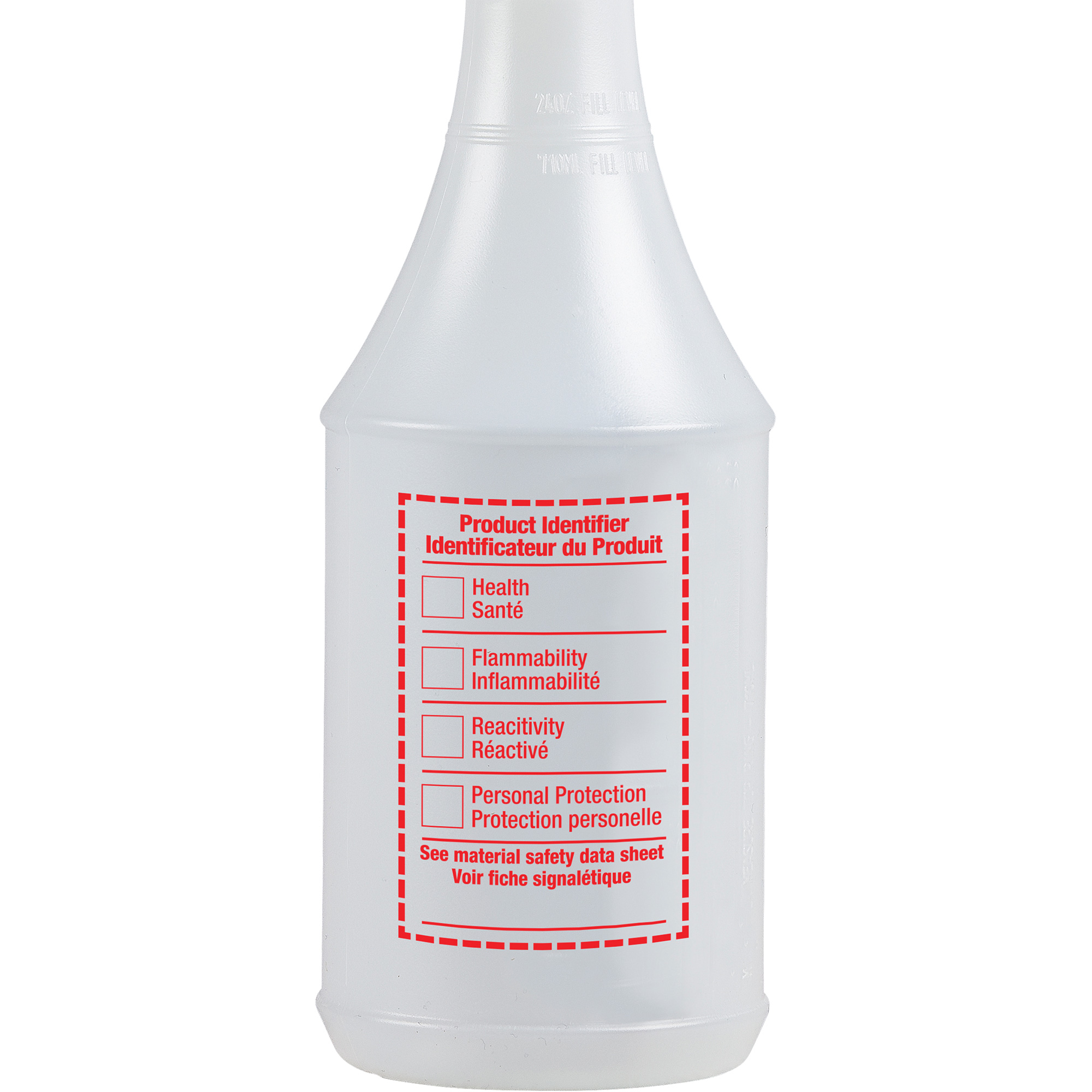 Bouteille à pulvérisateur ronde avec étiquette SIMDUT, 24 oz