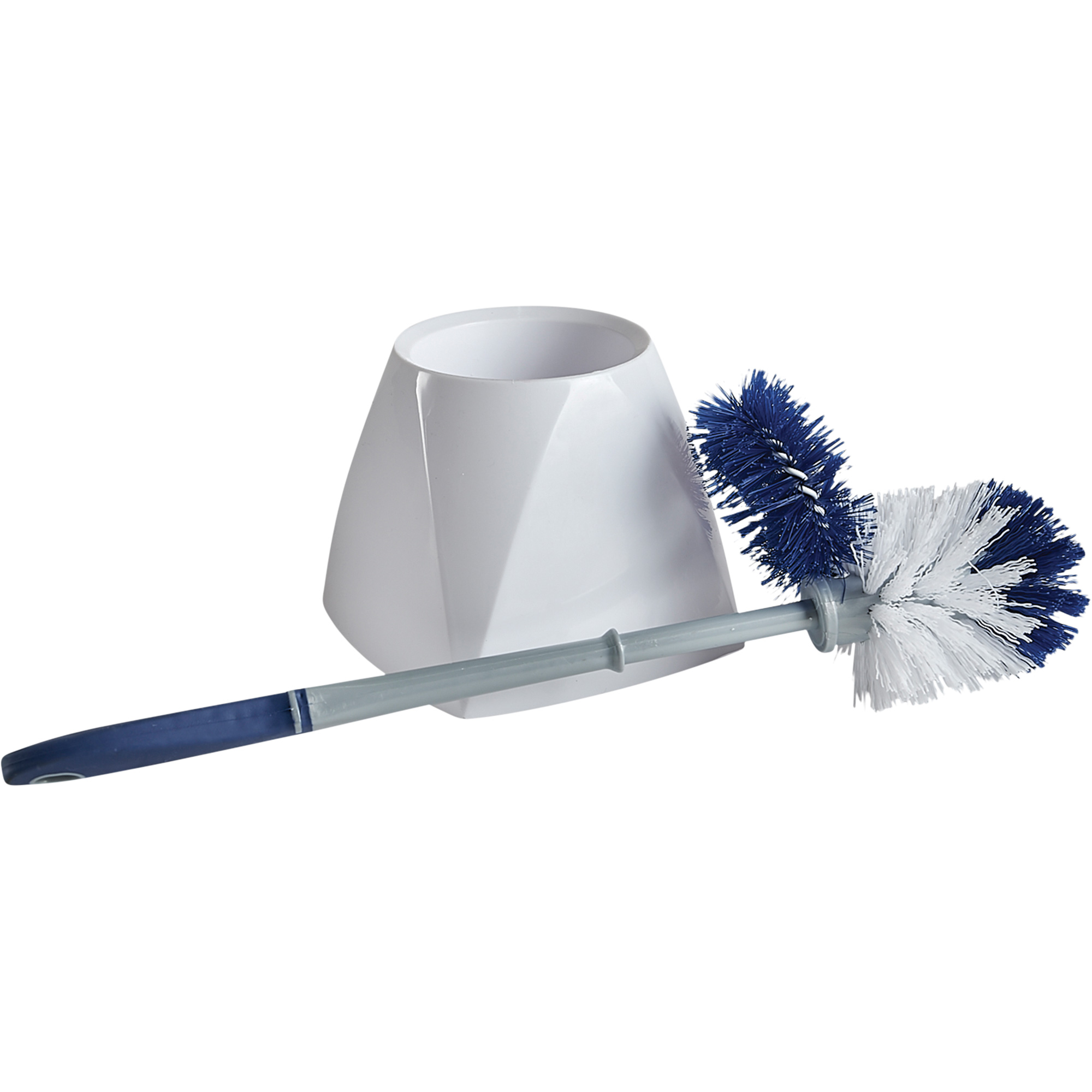 Brosse à cuvettes avec lave-rebord et valet, 15" l, Soies Synthétique, Blanc