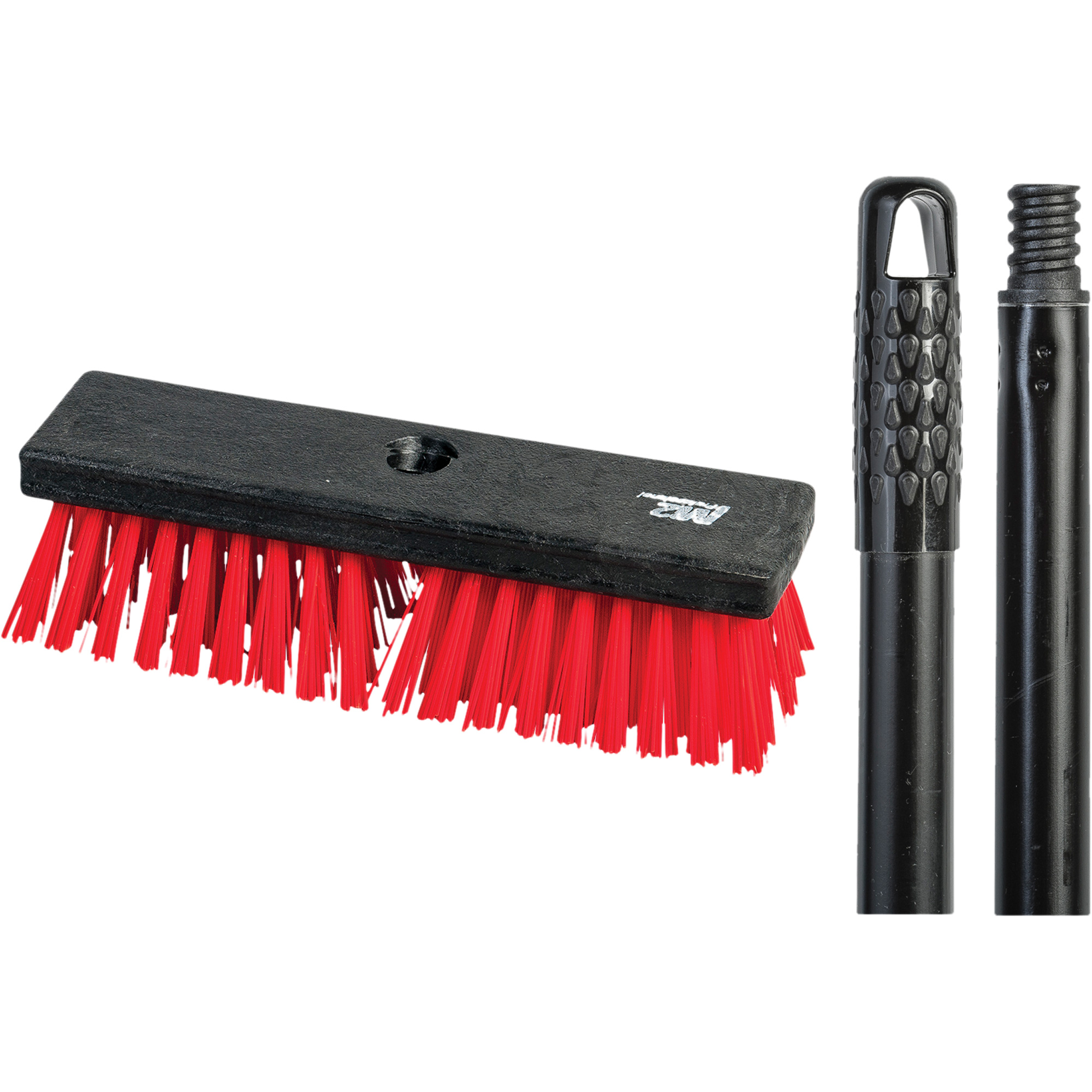 Brosse à récurer avec manche, 10" l, Soies Polypropylène, Rouge