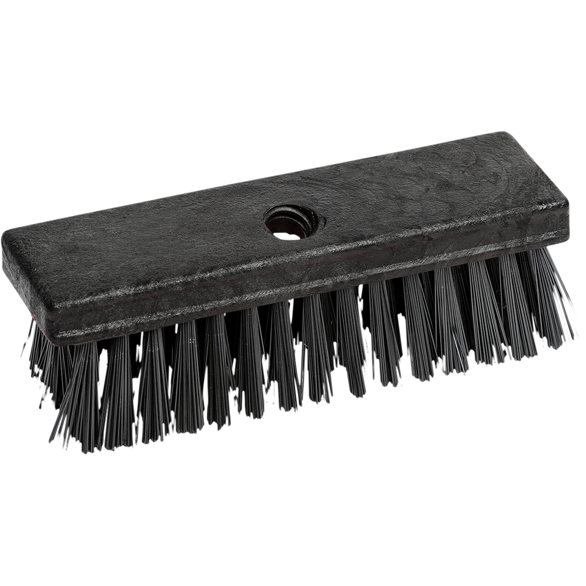 Brosse utilitaire avec trou fileté, 8" l, Soies Synthétique, Noir