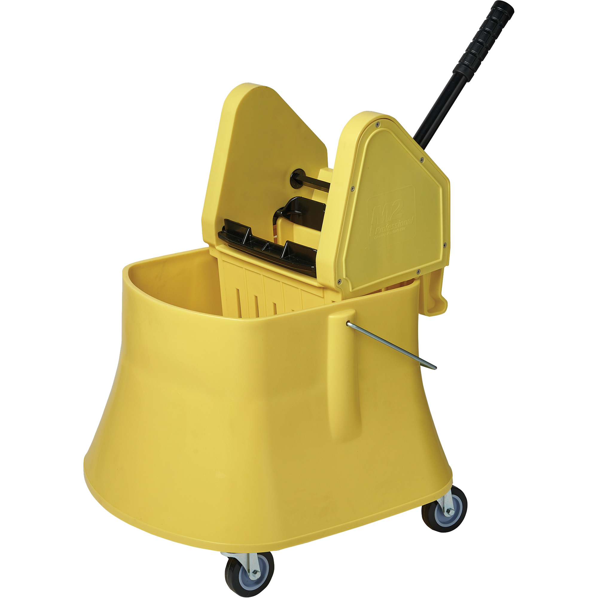 Ensemble de seau pour vadrouille et essoreuse ChampMC, Pression vers le bas, 10 gal. US (40 pintes), Jaune