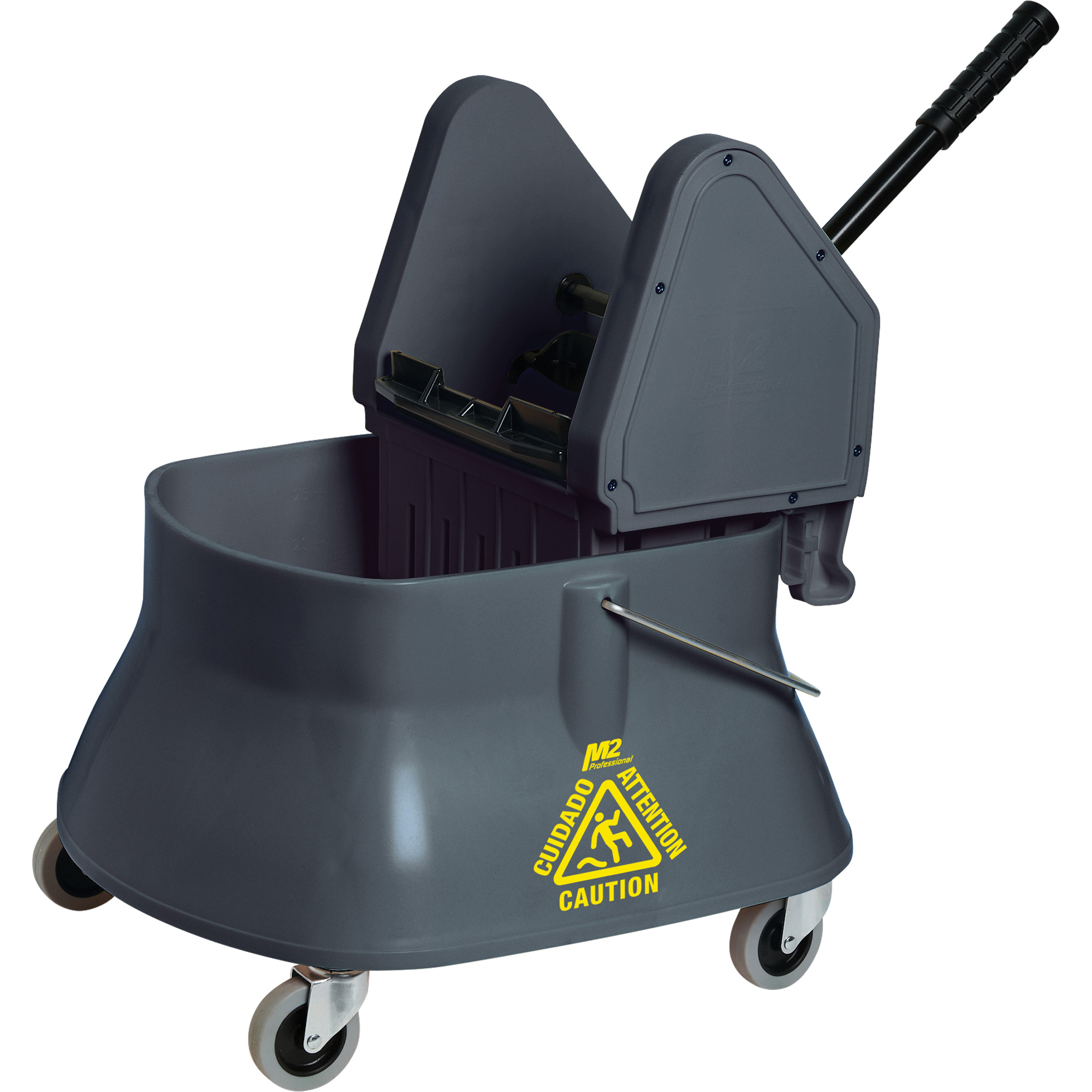 Seau pour vadrouille et essoreuse ChampMC, Pression vers le bas, 6,5 gal. US (26 pintes)/7,5 gal. US (30 pintes), Gris