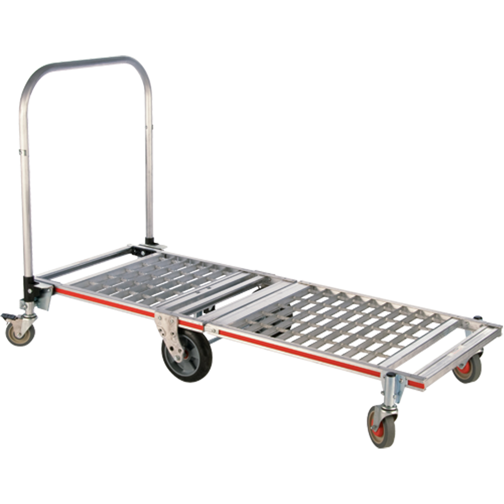 Chariot à plateforme repliable à six roues, Aluminium, 1550 lb, 61-7/8" lo x 23-1/4" la, Hauteur 39"