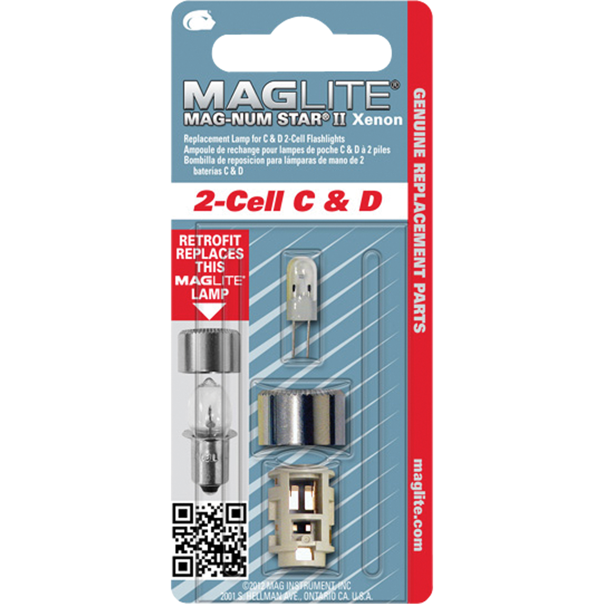 Ampoule de rechange pour lampe de poche à 2 piles C & D