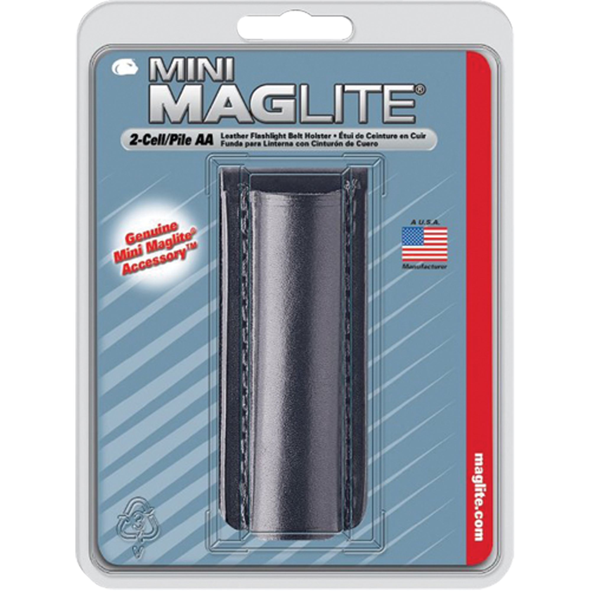 Étui de ceinture en cuir pour lampe de poche à 2 piles AA, Porte-lampe de poche, Cuir, 1 Poches