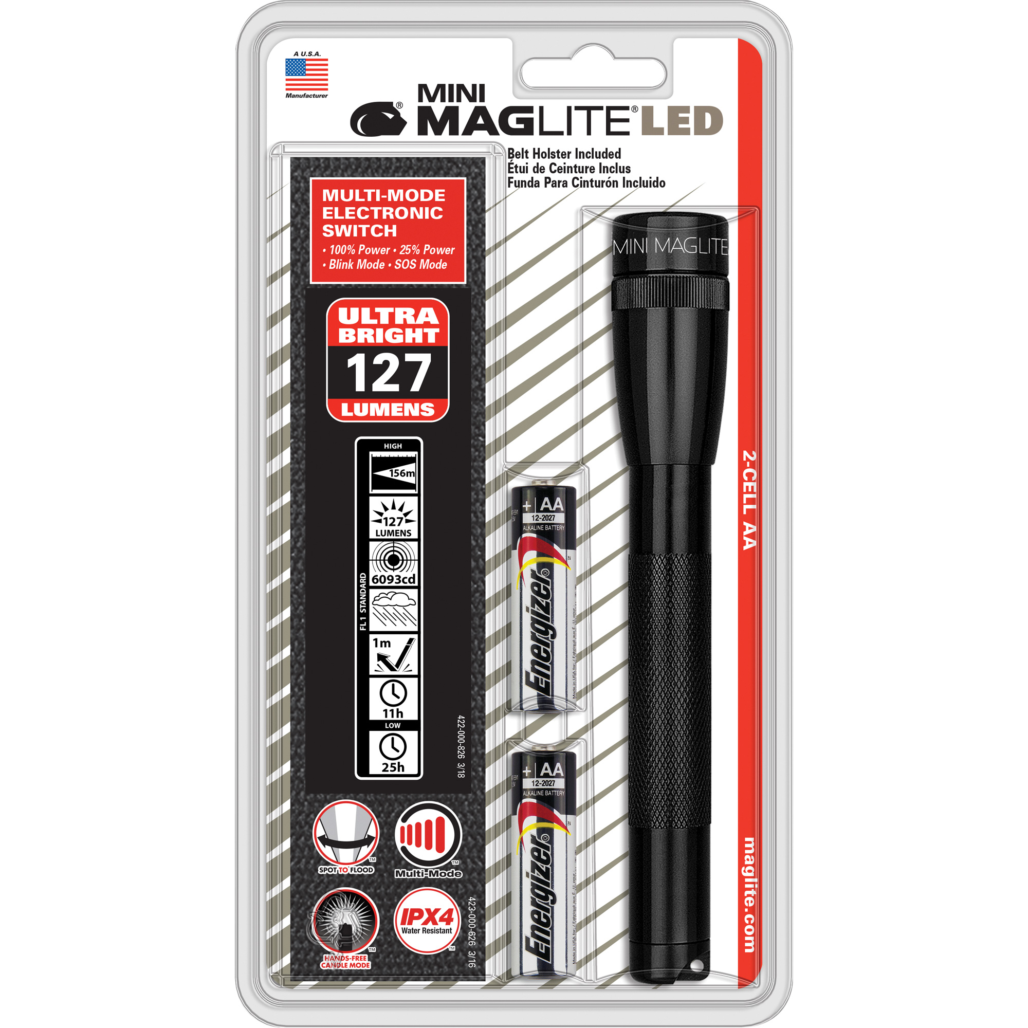Lampes de poche MiniMD, DEL, 97 lumens, Piles AA