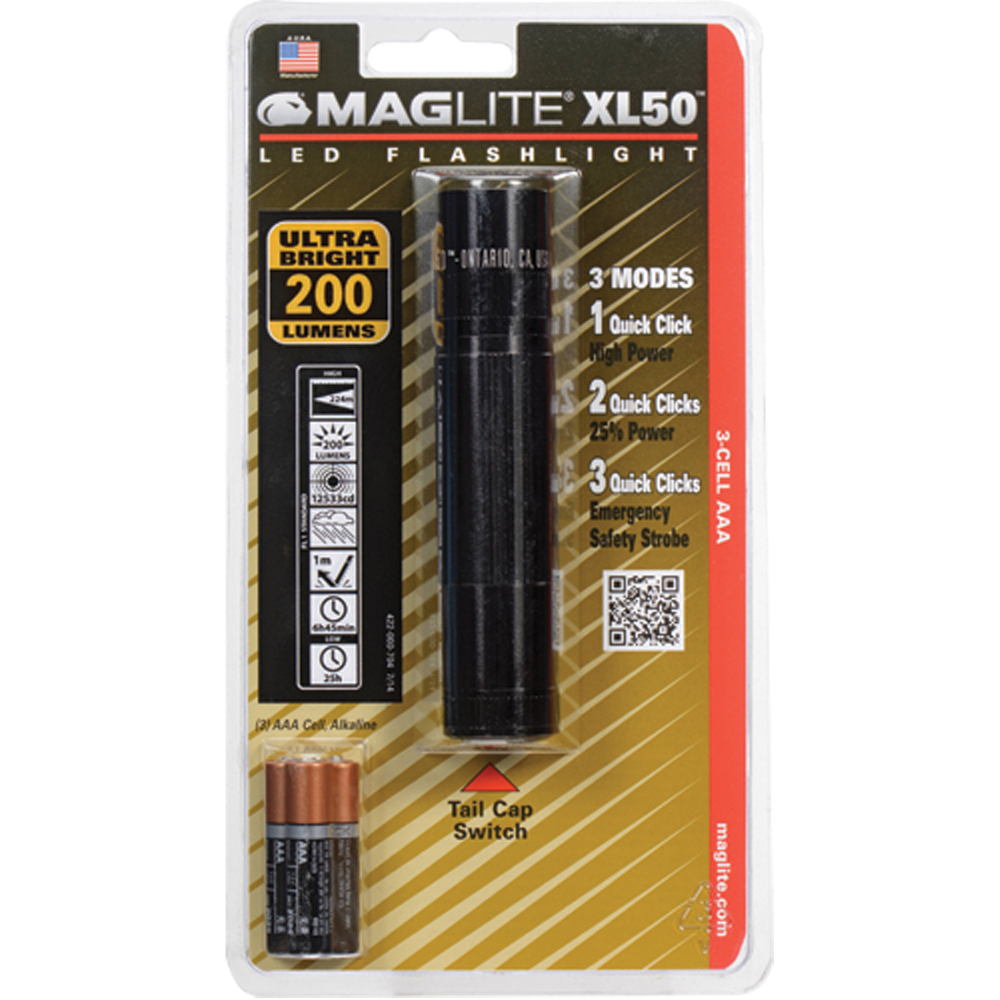 Lampes de poche XL50MC, DEL, 200 lumens, Piles AAA