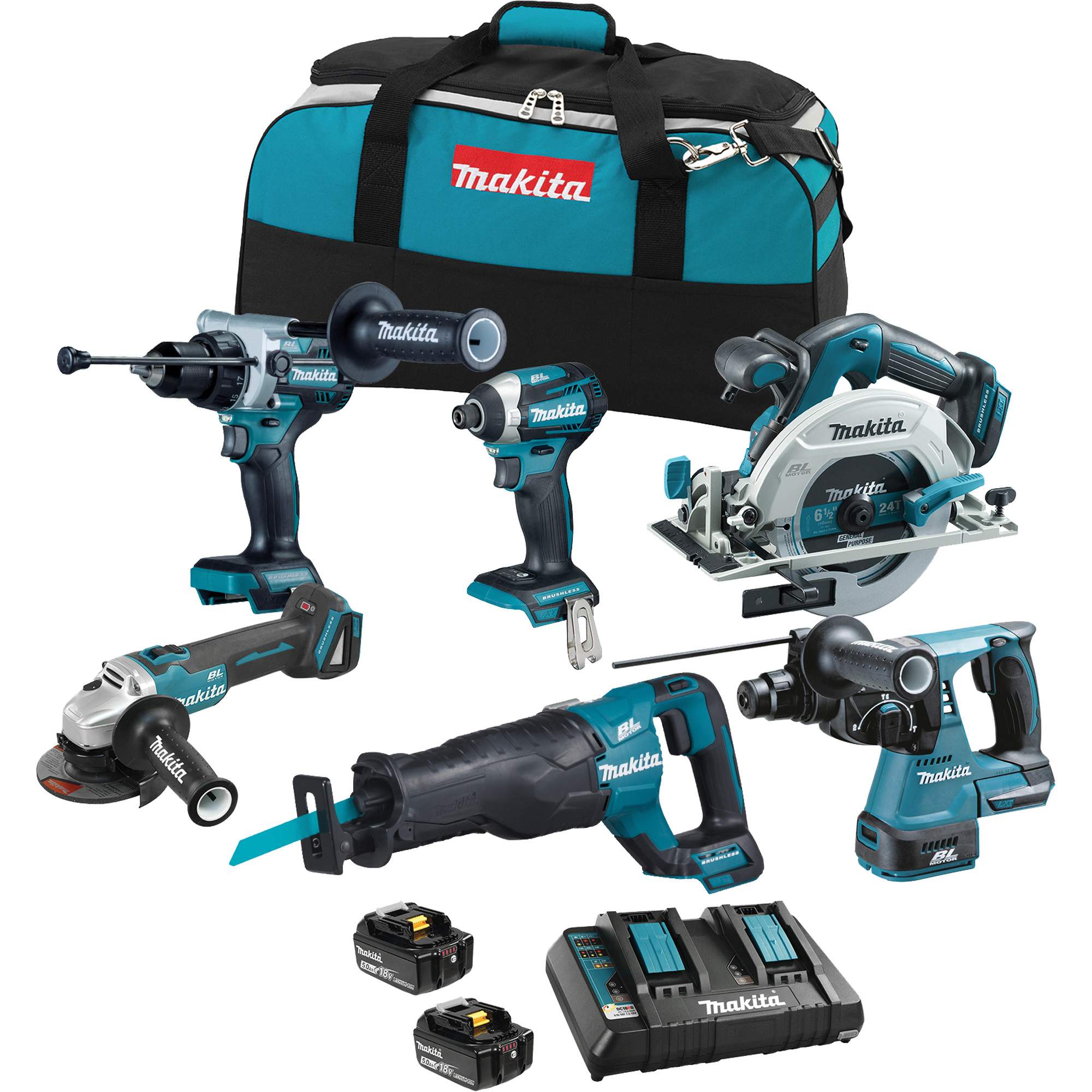 Ensemble 6 outils à moteur sans balai LXT, Lithium-ion, 18 V