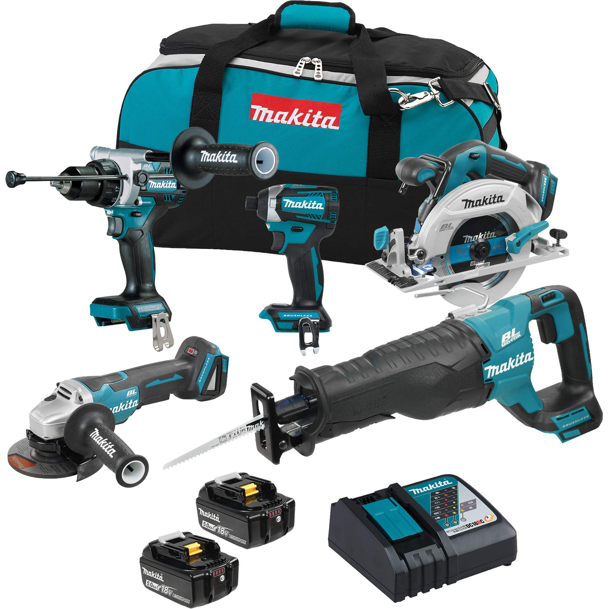 Ensemble de 5 outils sans balai 18V LXT, Lithium-ion, 18 V