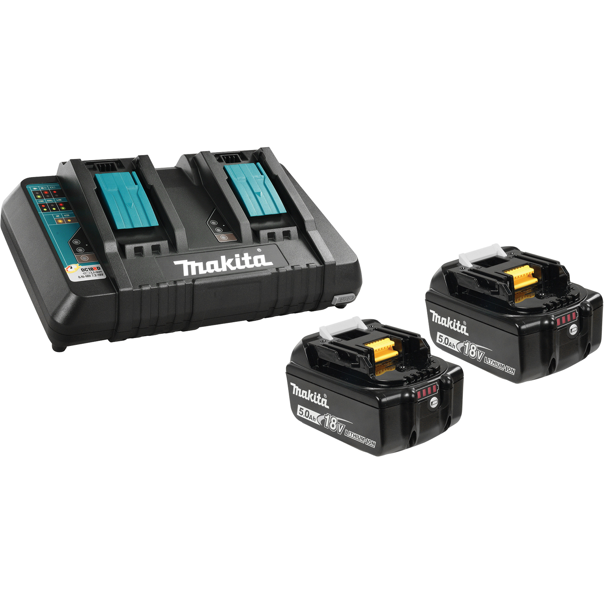 Ensemble de batterie au lithium-ion & chargeur à double port, 18 V, Lithium-ion