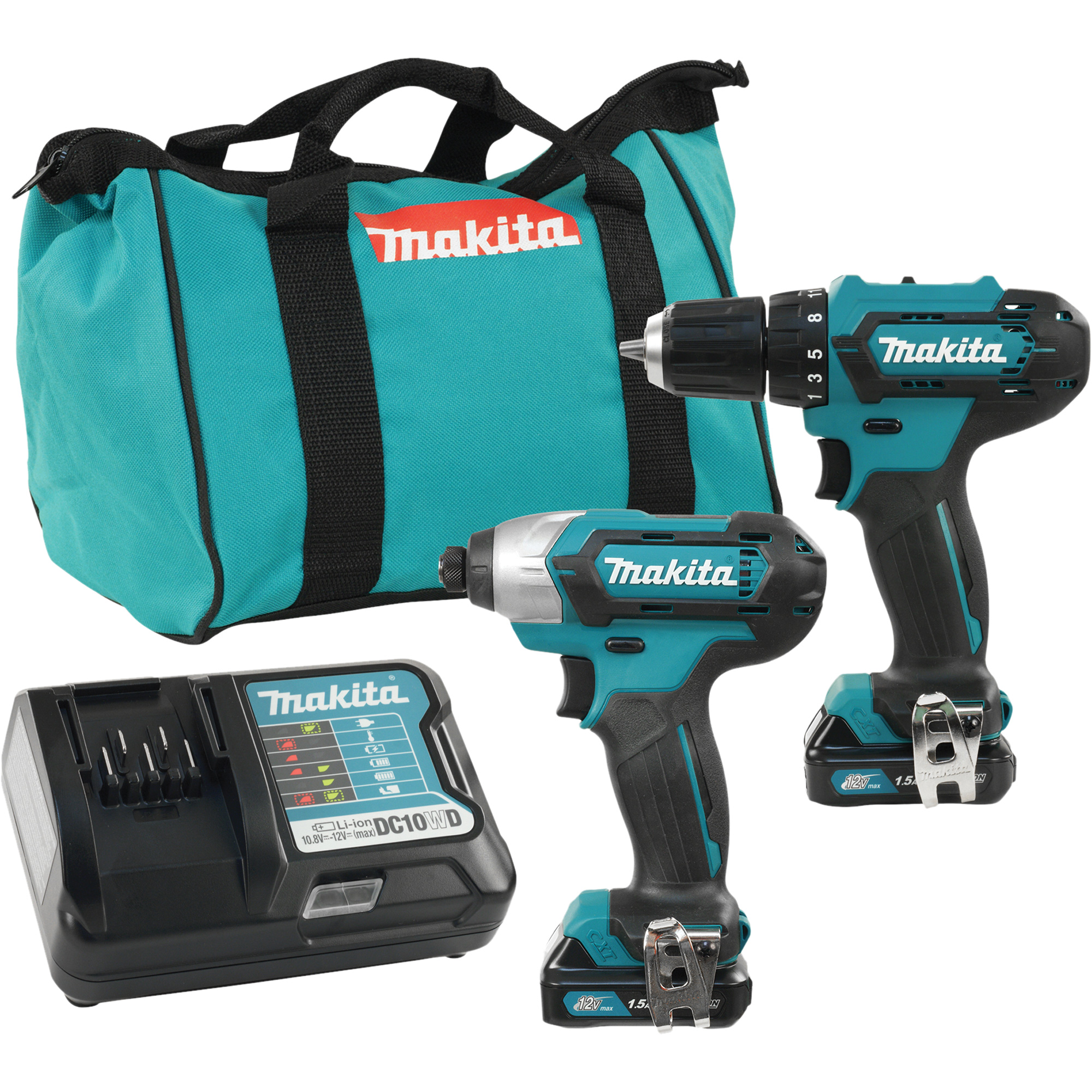 Ensemble de perceuse et tournevis à chocs sans fils, Lithium-ion, 12 V