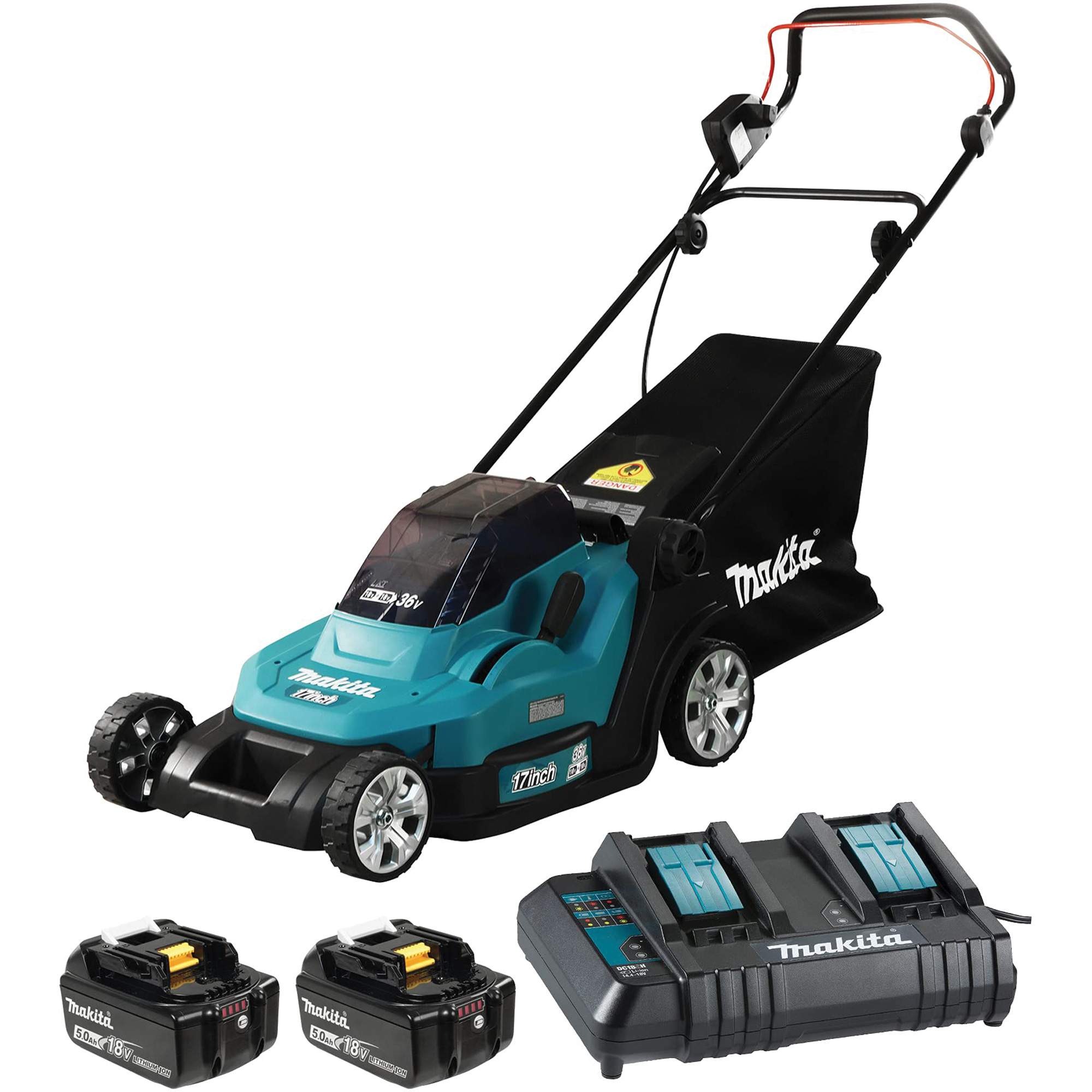 Ensemble de tondeuse LXT 36 V 5,0 Ah, Poussée, À pile, Largeur de coupe 17"