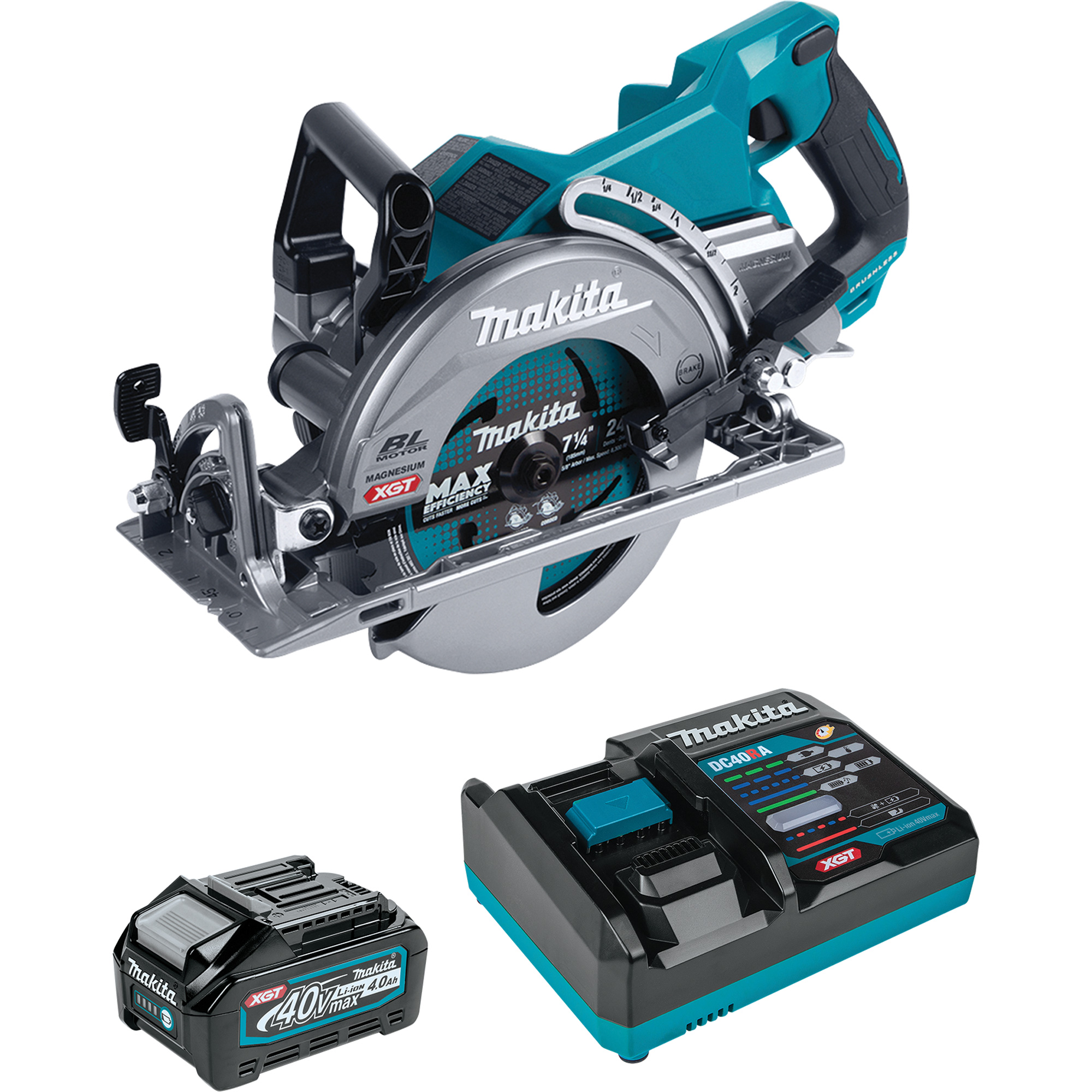Scie circulaire sans balais 40Vmax XGT avec ensemble de batterie 4.0Ah, 7-1/4", 40 V