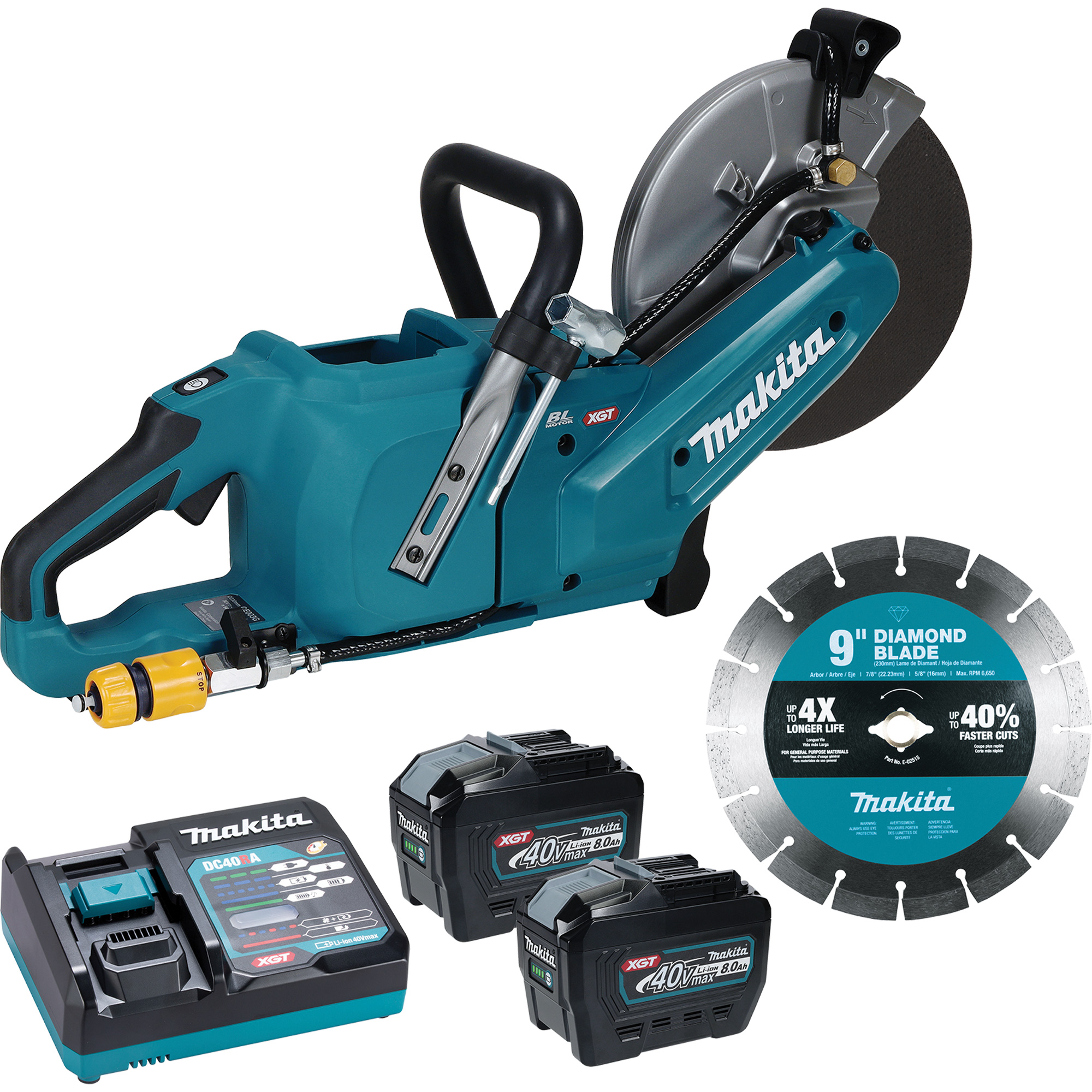 Tronçonneuse à meule électrique 40?V?max XGT sans balais avec trousse de batteries 8,0?Ah , 9", 40 V