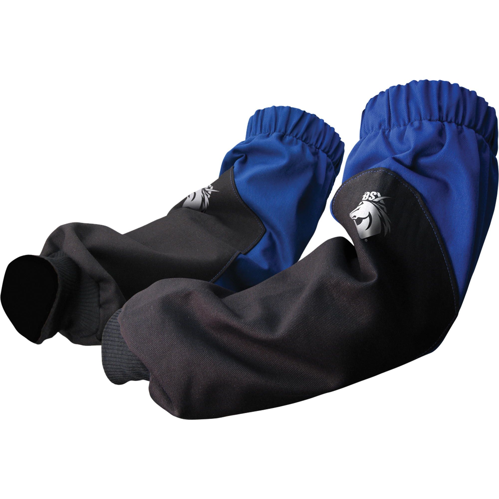 Manchettes en coton ignifuge BSXMD, 19" lo, Noir/Bleu