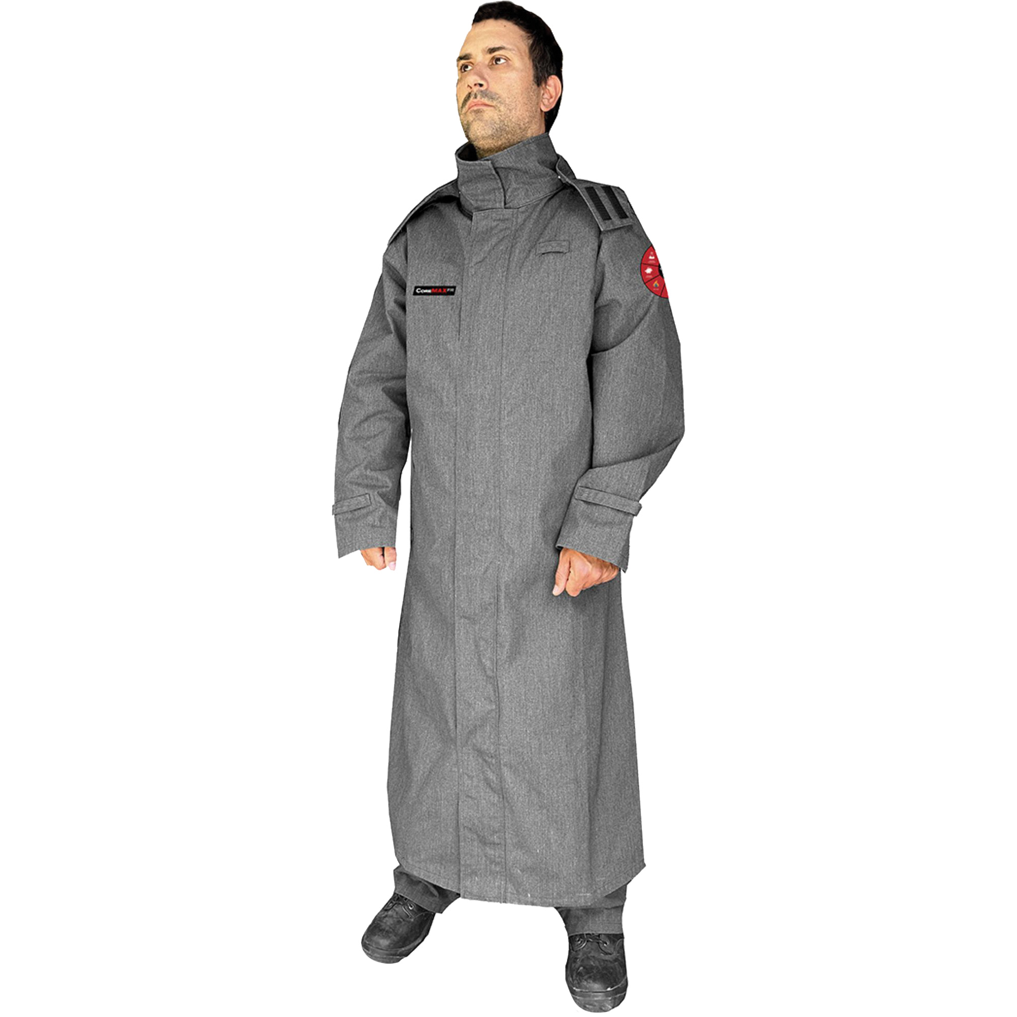 Manteau ignifuge de 52' avec capuchon fixe CoreMAX, 2T-Grand, Gris