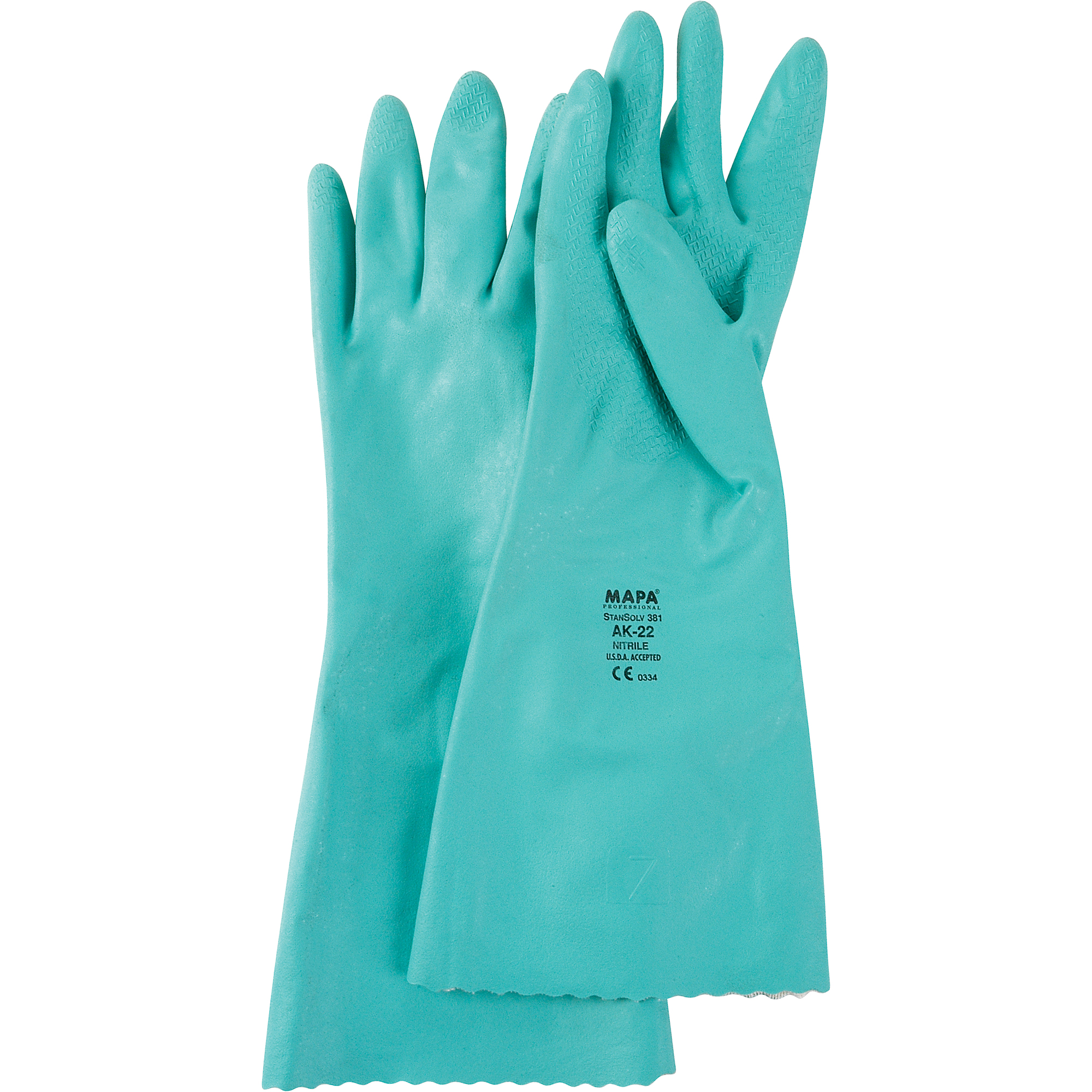 Gants à prise embossée à motif en Z StanSolvMD, Taille 2T-Grand/11, 14" lo, Nitrile, Doublure en Interlock, 11 mils