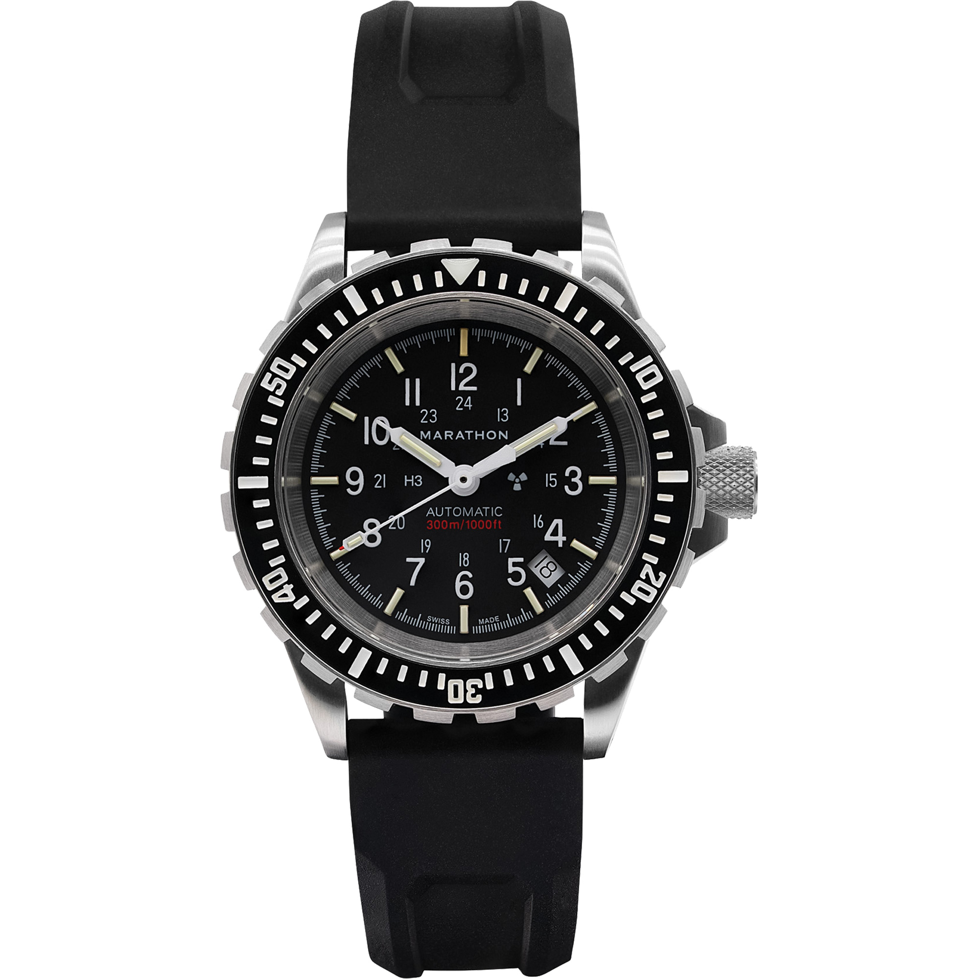 Grande montre automatique de plongée, Numérique, À piles, 41 mm, Noir