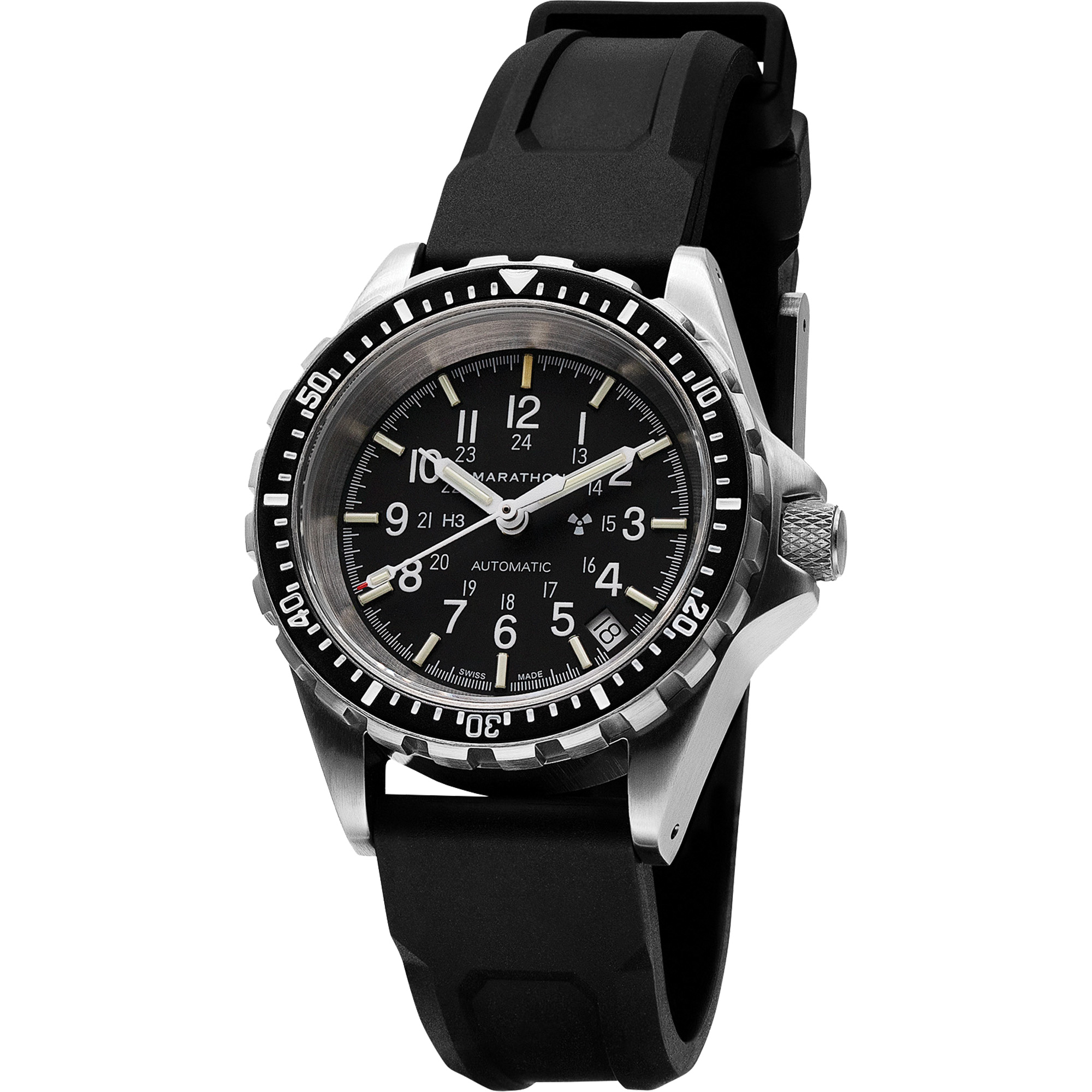 Montre Steel Navigator avec date sur ensemble bracelet en caoutchouc noir de trois morceaux, Numérique, À piles, 36 mm, Noir