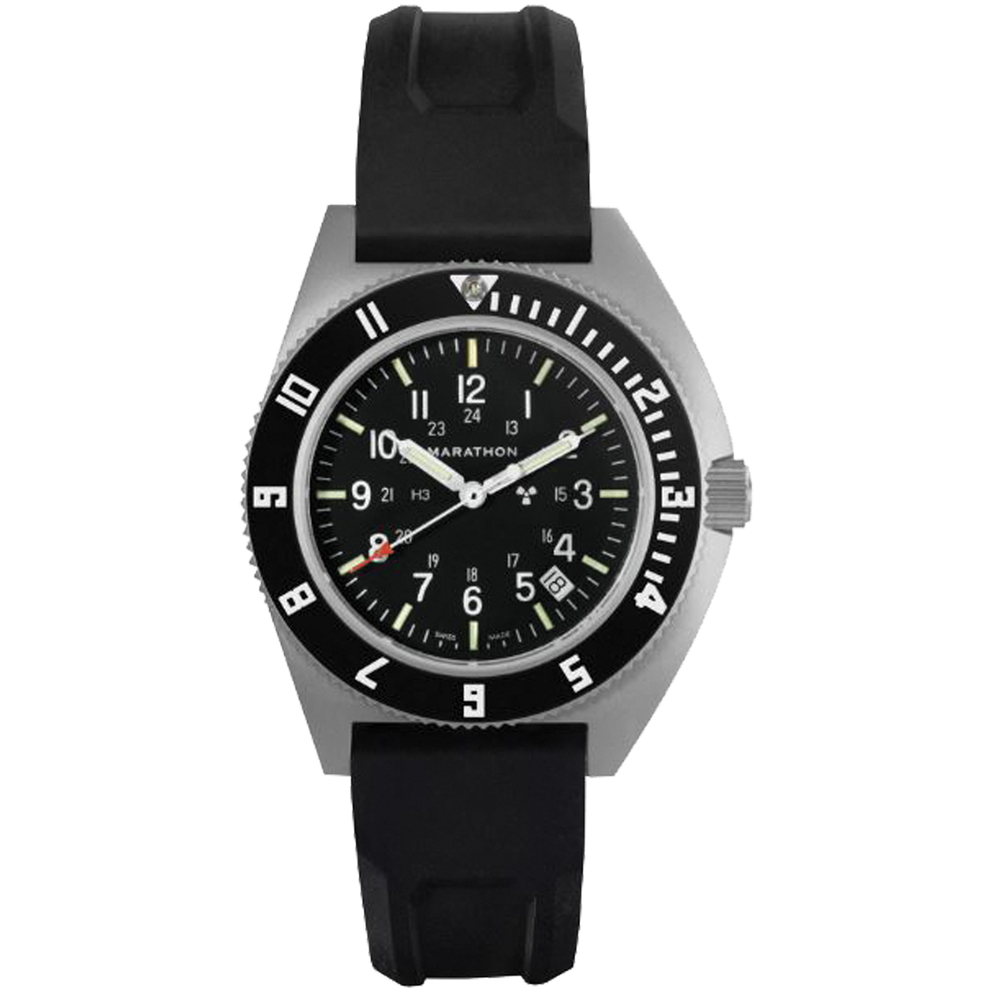 Montre Steel Navigator avec date sur ensemble bracelet en caoutchouc noir de trois morceaux, Numérique, À piles, 41 mm, Noir