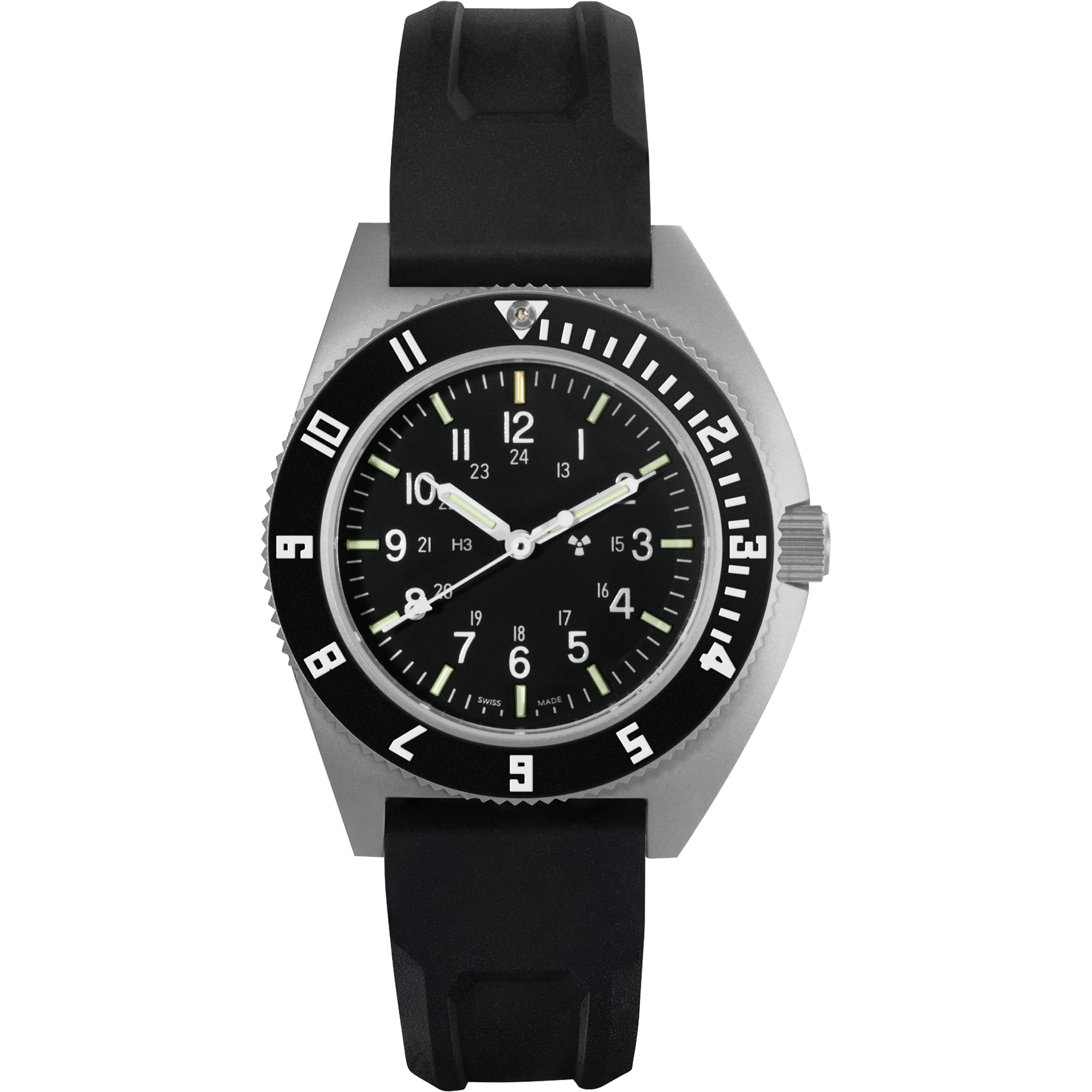 Montre Steel Navigator sur ensemble bracelet en caoutchouc noir de trois morceaux, Numérique, À piles, 41 mm, Noir