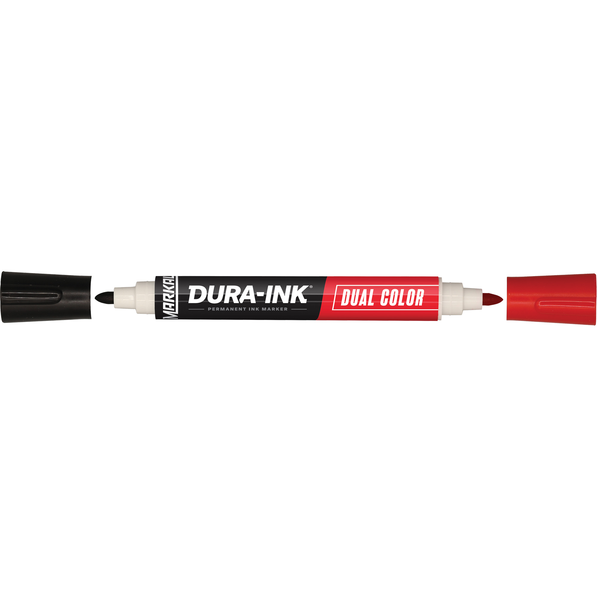 Marqueur à encre permanente et double couleur MarkalMD Dura-InkMD, Ronde, Noir/Rouge