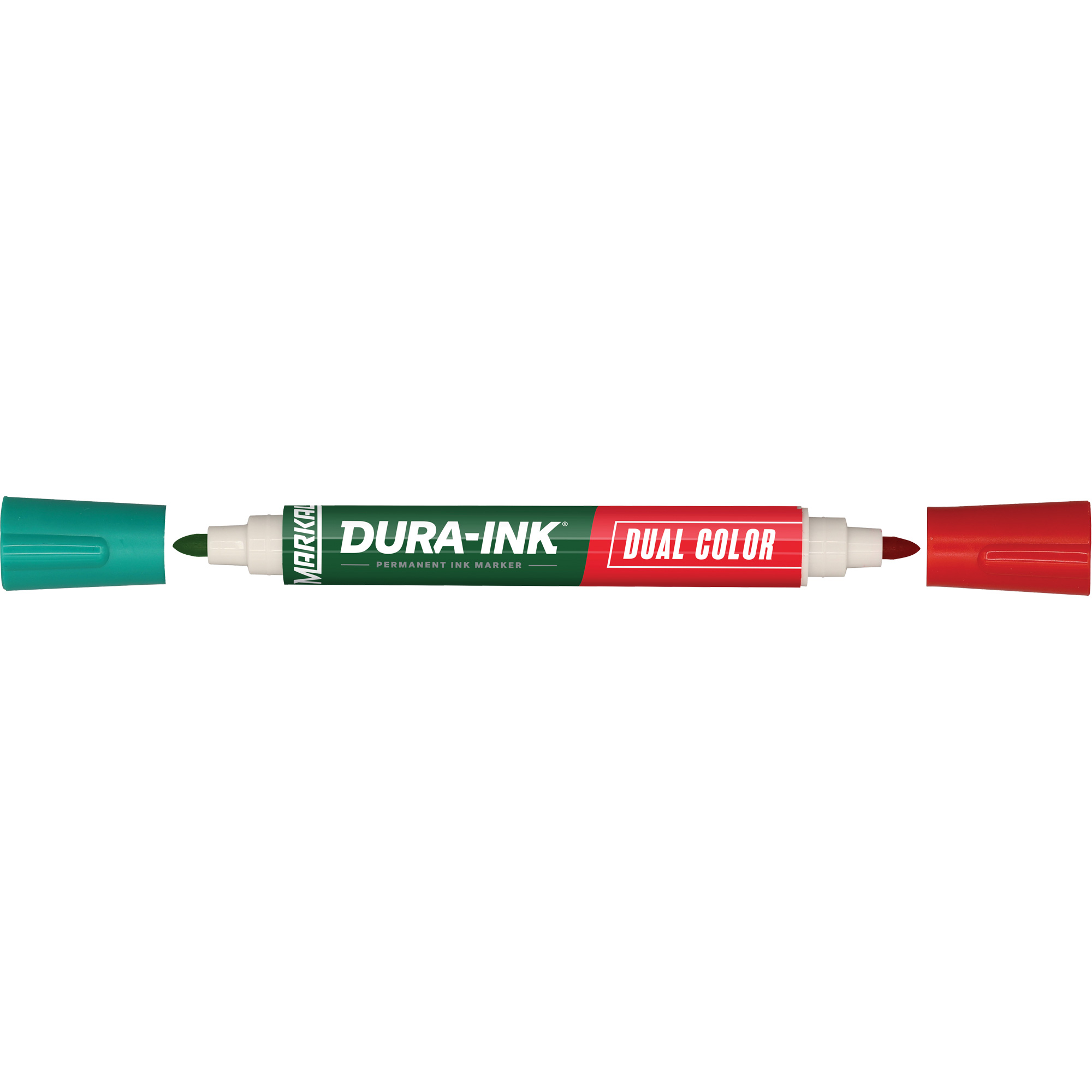 Marqueur à encre permanente et double couleur MarkalMD Dura-InkMD, Ronde, Vert/Rouge