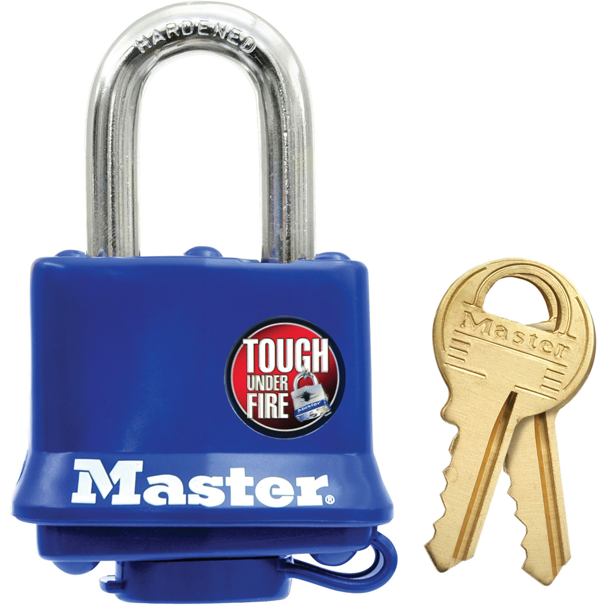 Cadenas résistant aux intempéries, Clés différentes, Acier laminé, Largeur de 1-9/16"