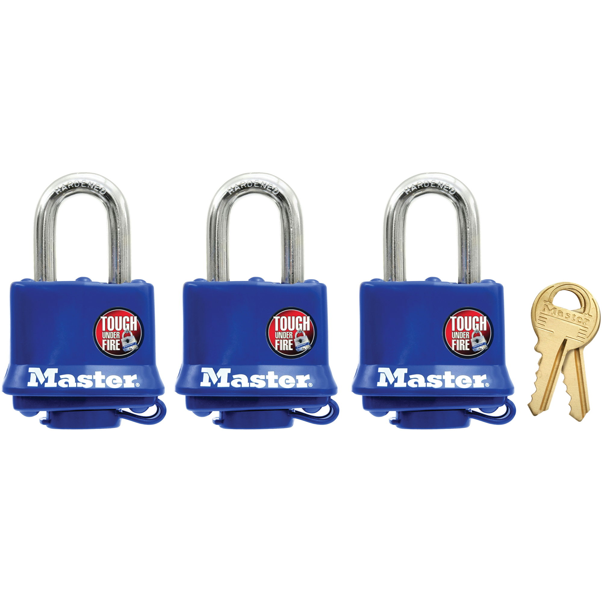 Cadenas résistant aux intempéries, Clés identiques, Acier laminé, Largeur de 1-9/16"