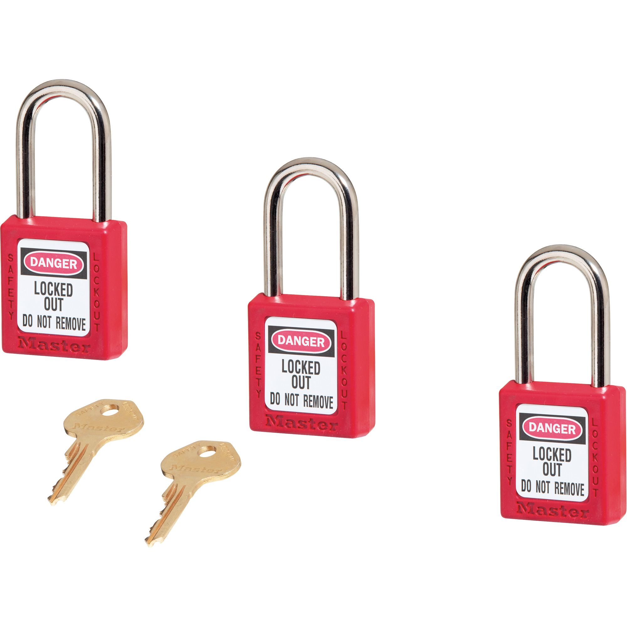 Cadenas ZenexMC série 410 - ensemble de 3, Cadenas de sécurité, Clés identiques, Thermoplastique, Largeur de 1-1/2"