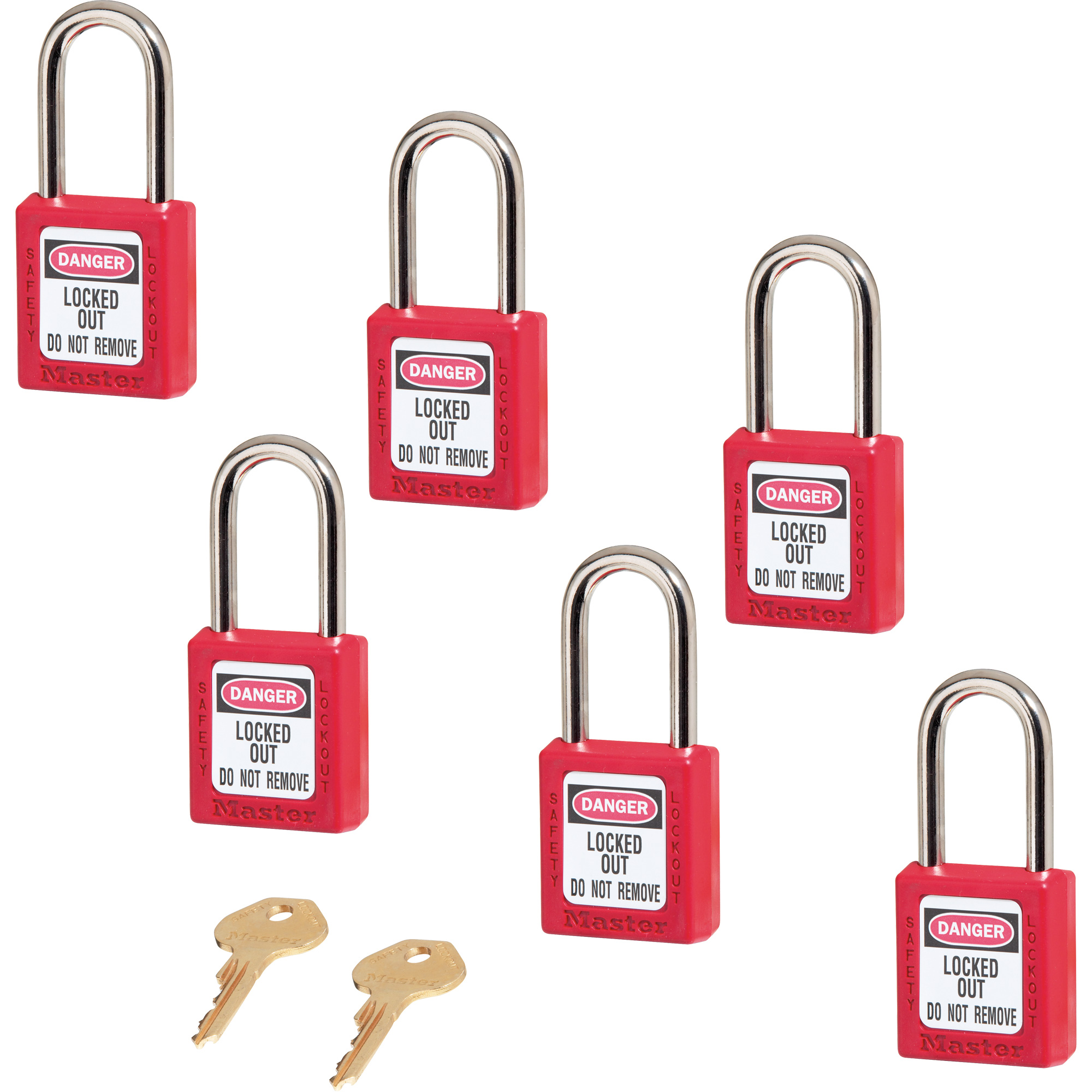 Cadenas ZenexMC série 410 - ensemble de 6, Cadenas de sécurité, Clés identiques, Thermoplastique, Largeur de 1-1/2"