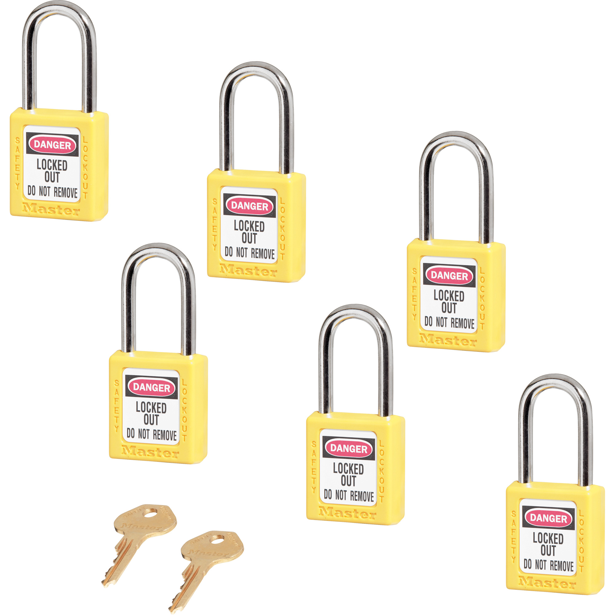 Cadenas ZenexMC série 410 - ensemble de 6, Cadenas de sécurité, Clés identiques, Thermoplastique, Largeur de 1-1/2"