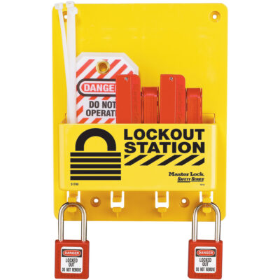 Poste de verrouillage compacte, Cadenas Thermoplastique, Capacité de 4, Cadenas Compris