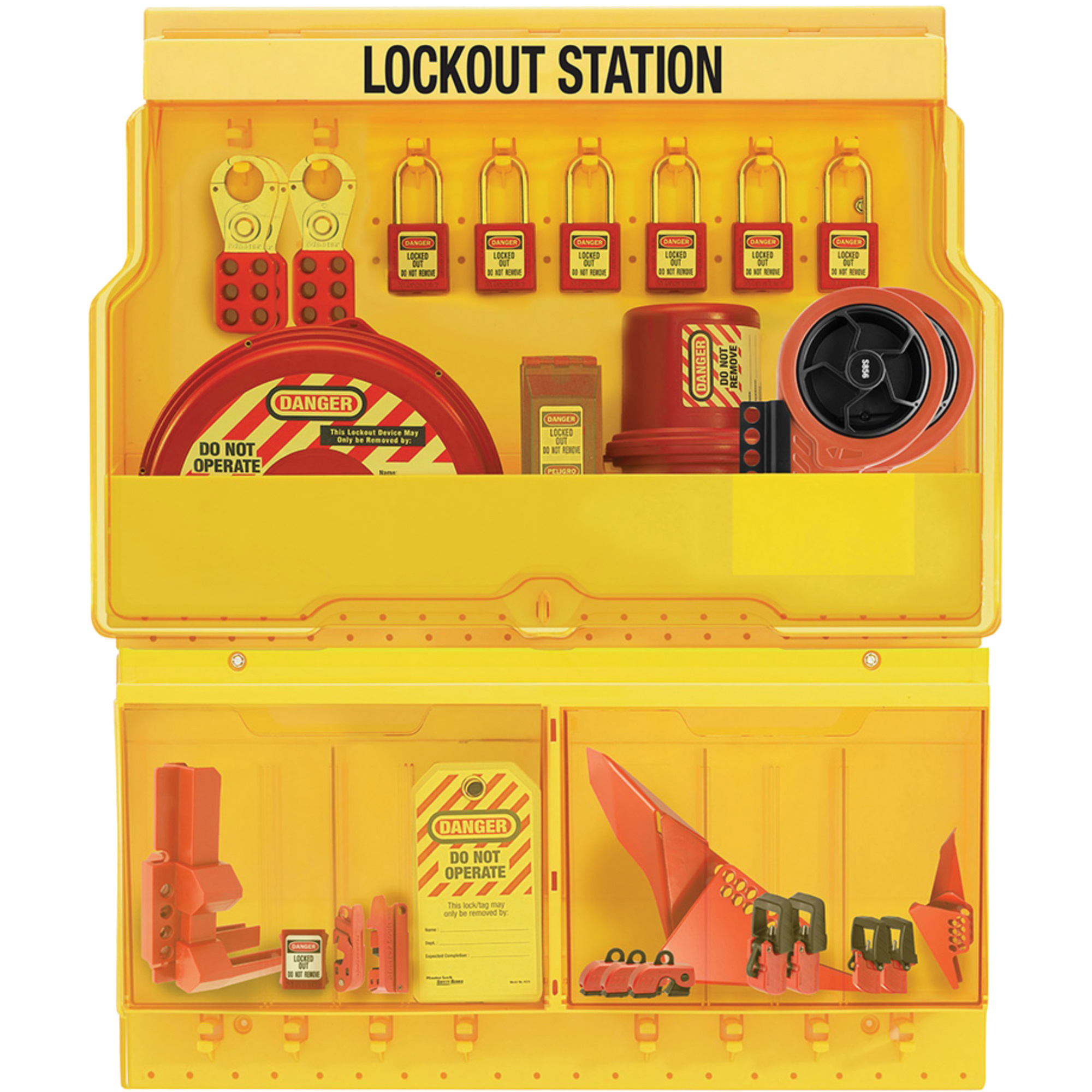 Station de cadenassage pour vannes et appareils électriques de luxe et de qualité supérieure, Cadenas Thermoplastique, Capacité de 32, Cadenas Compris